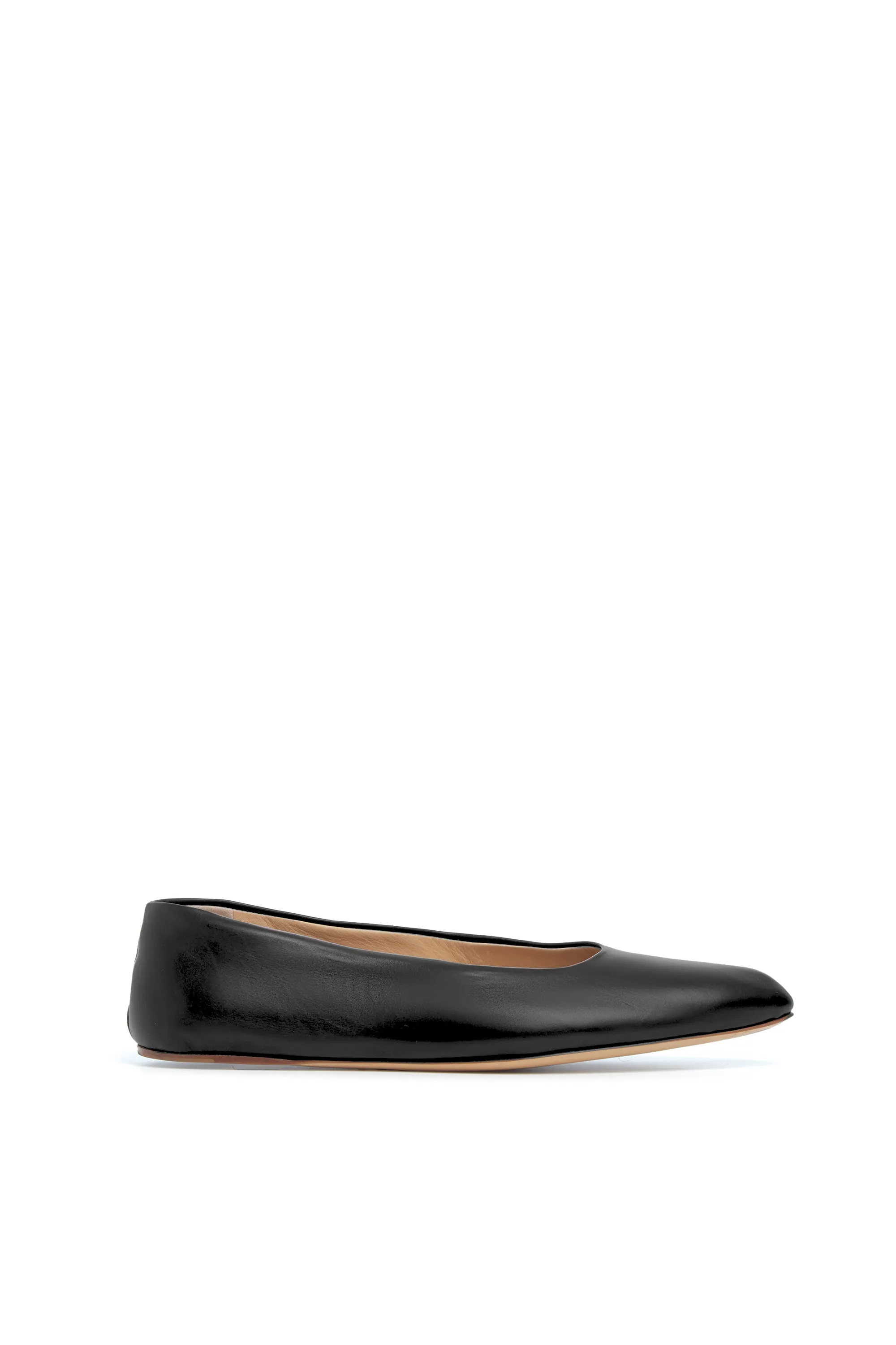 Moisture Wicking Fabric Andre Ballerina Flat Shoe in Black Leather