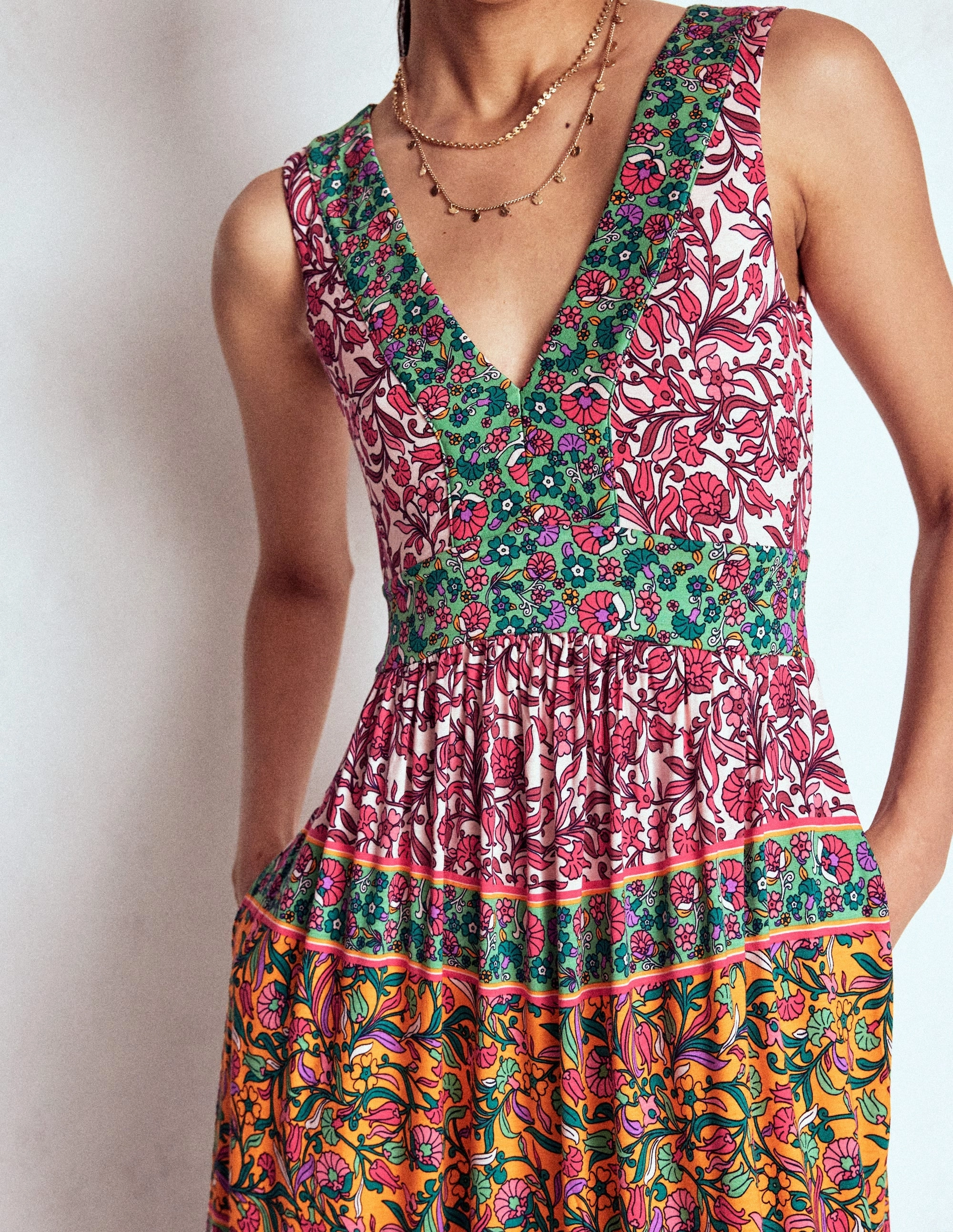 Linen Chic Olympia Jersey Maxi Dress-Multi, Enchanting Vine