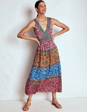 Olympia Jersey Maxi Dress-Multi, Enchanting Vine Night Charm Neutral Base