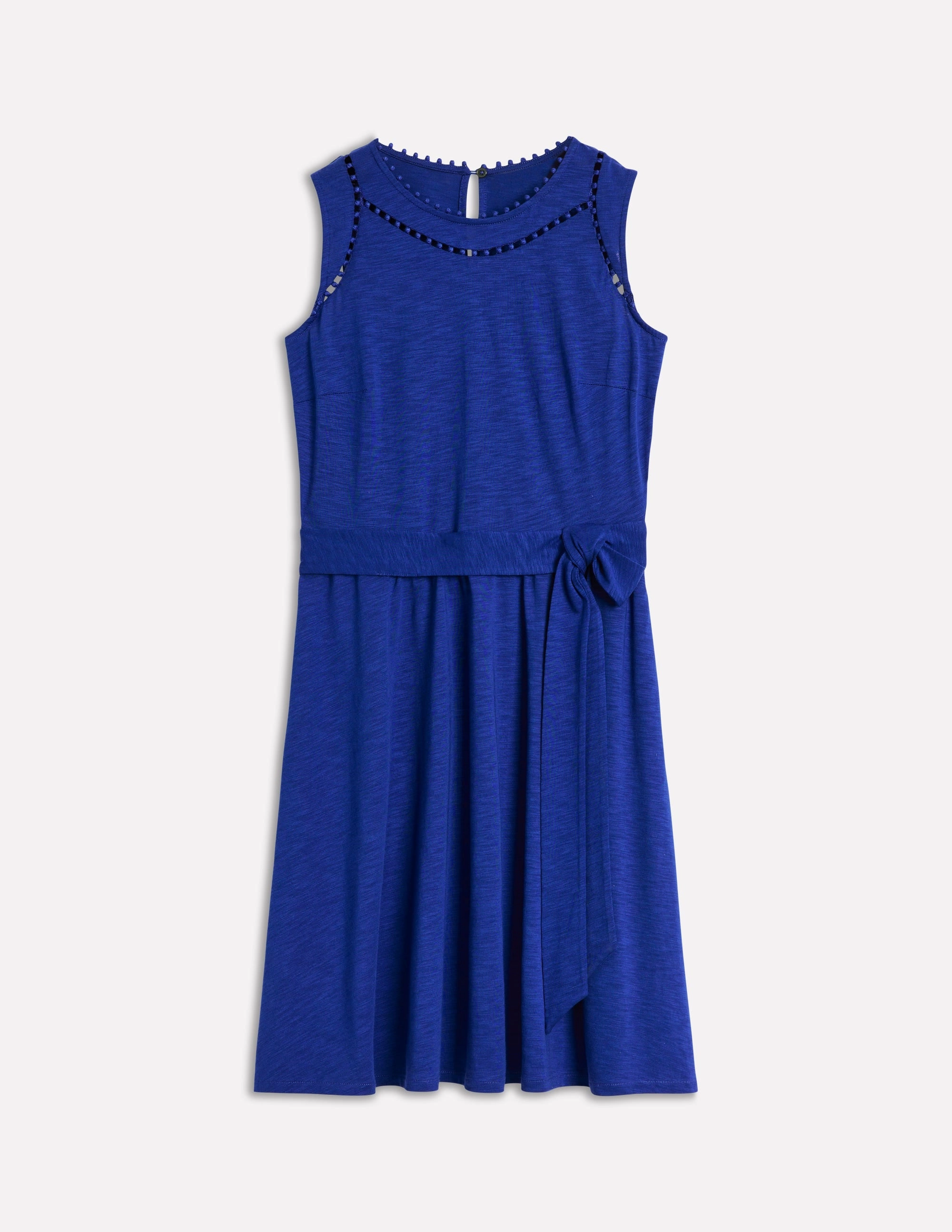 Mila Trim Short Jersey Dress-Bright Blue Color-Blocked