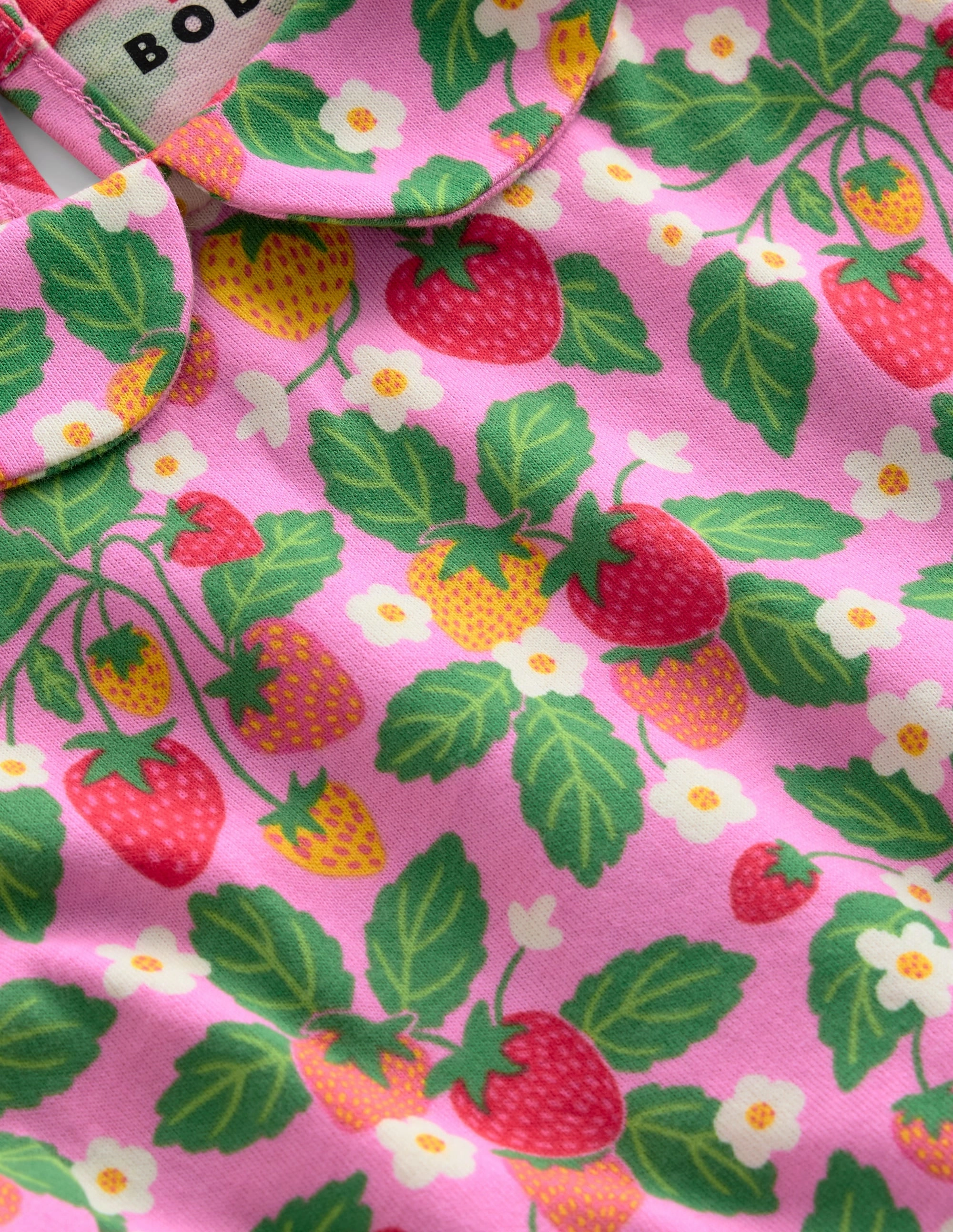 Peter Pan Collar Jersey Dress-Cosmos Pink Strawberry Patch Tall Fit Cool Form