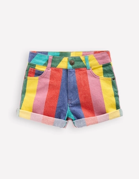 Denim Shorts-Multi Stripe Coastal Style