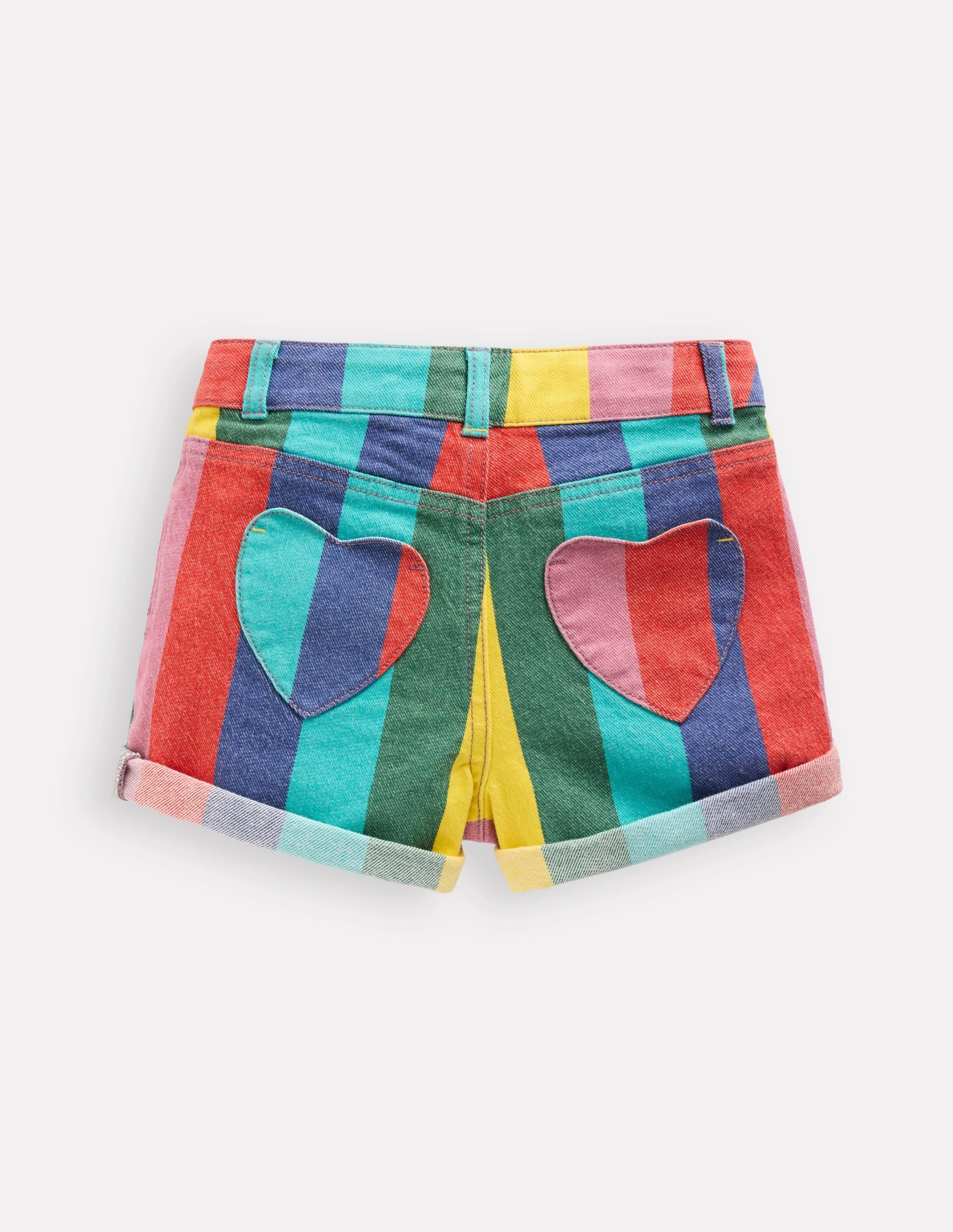 Denim Shorts-Multi Stripe Sporty Comfort Ergonomic Curved Seams