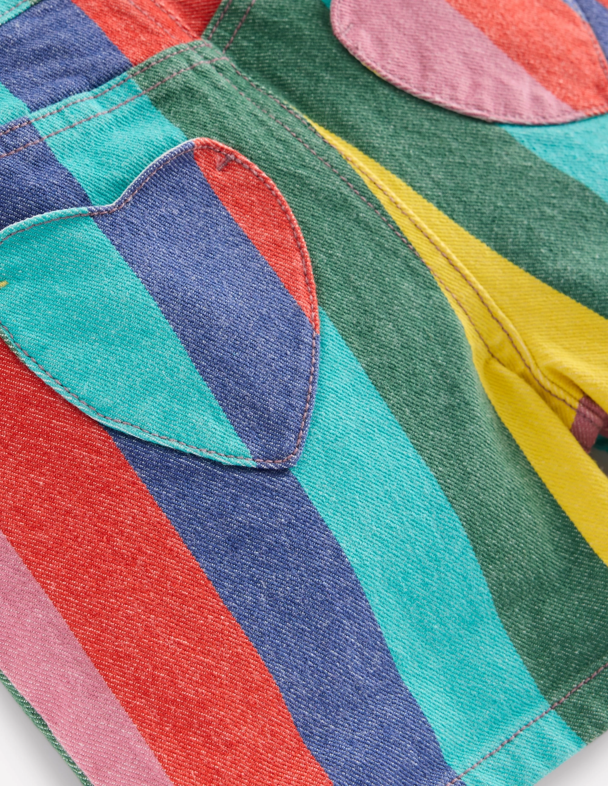 Silicone Gripper Strips Denim Shorts-Multi Stripe