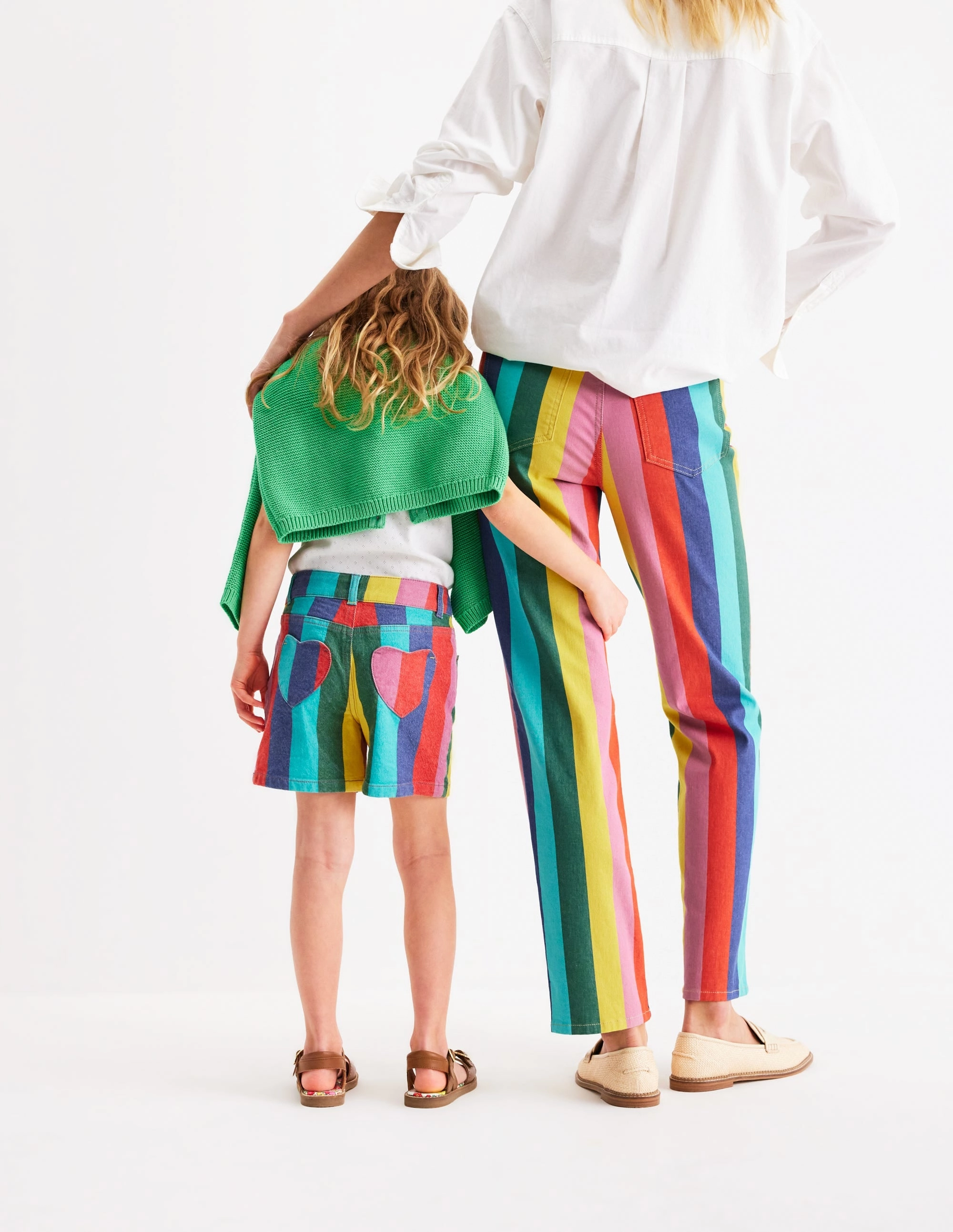 Active Flex Denim Shorts-Multi Stripe