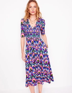 Bethany Smocked Jersey Dress-Gallery Blue, Dandelion Smart Layers Feminine Look