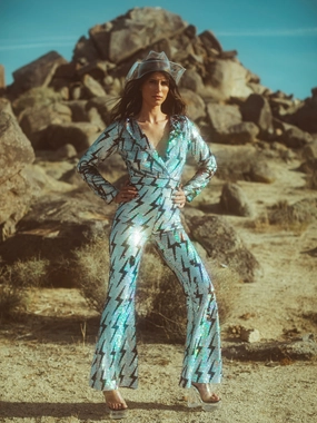 Elegant Craftsmanship Any Old Iron Lightning Jumpsuit