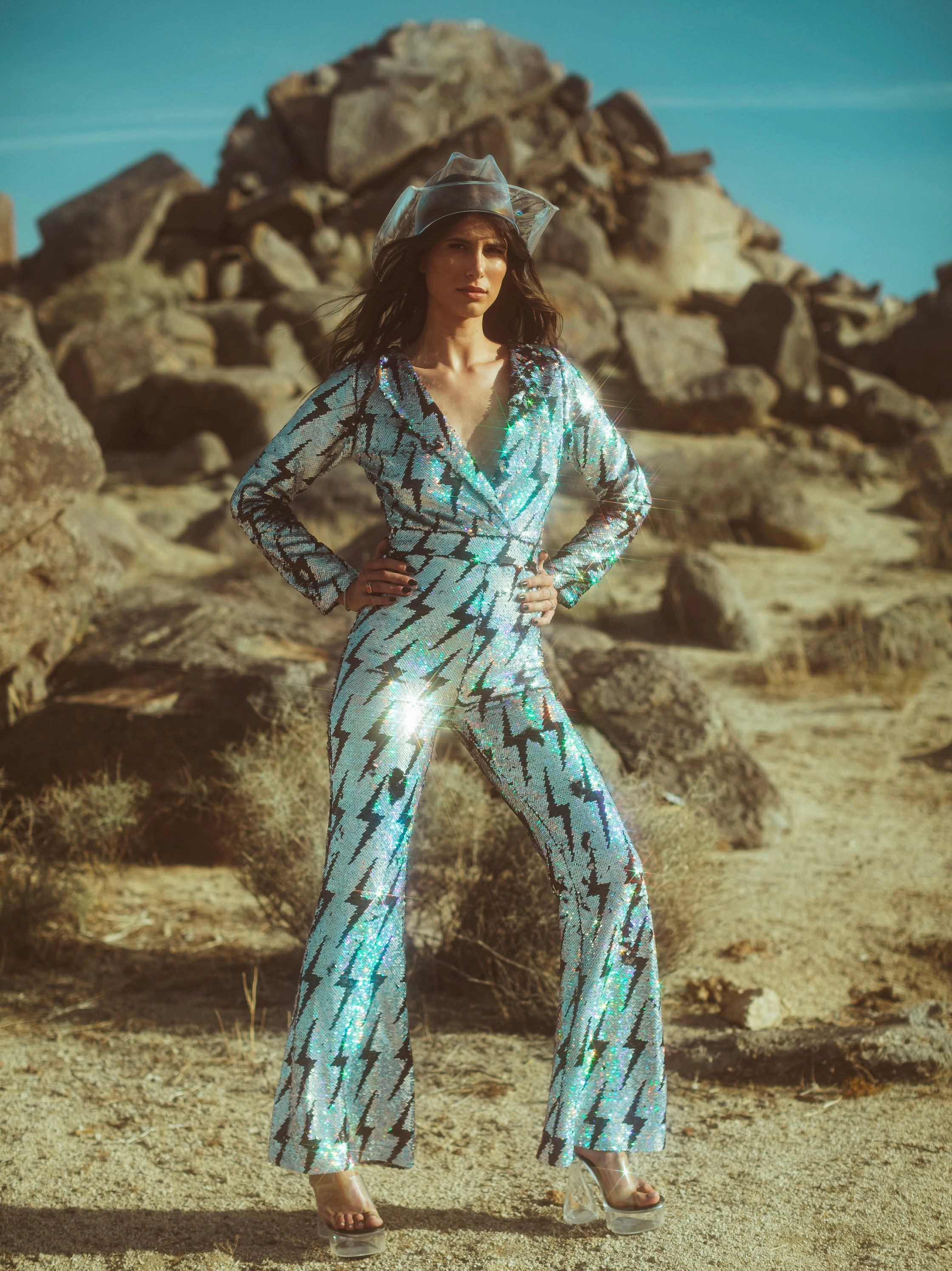 Elegant Craftsmanship Any Old Iron Lightning Jumpsuit