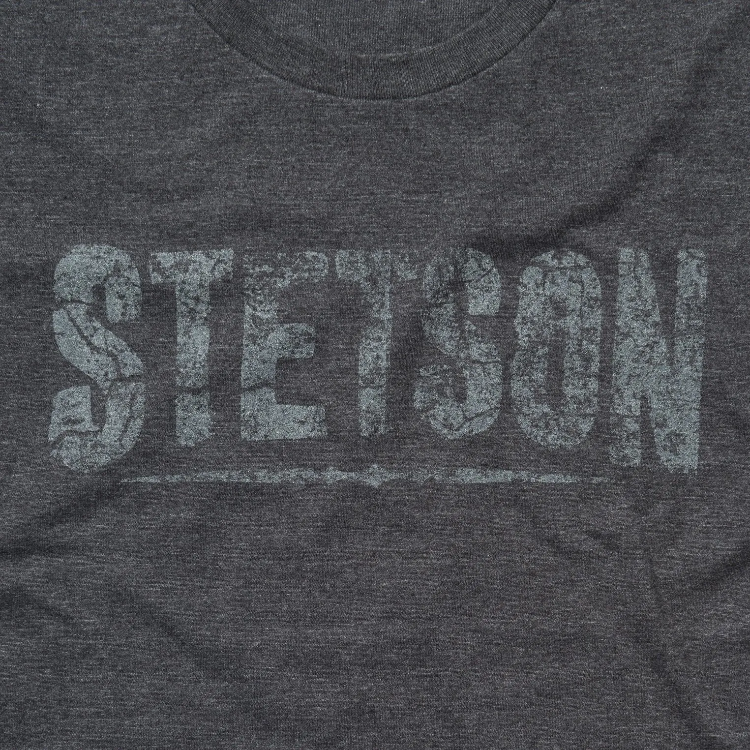 Layered Collar Distressed Stetson Graphic Tee