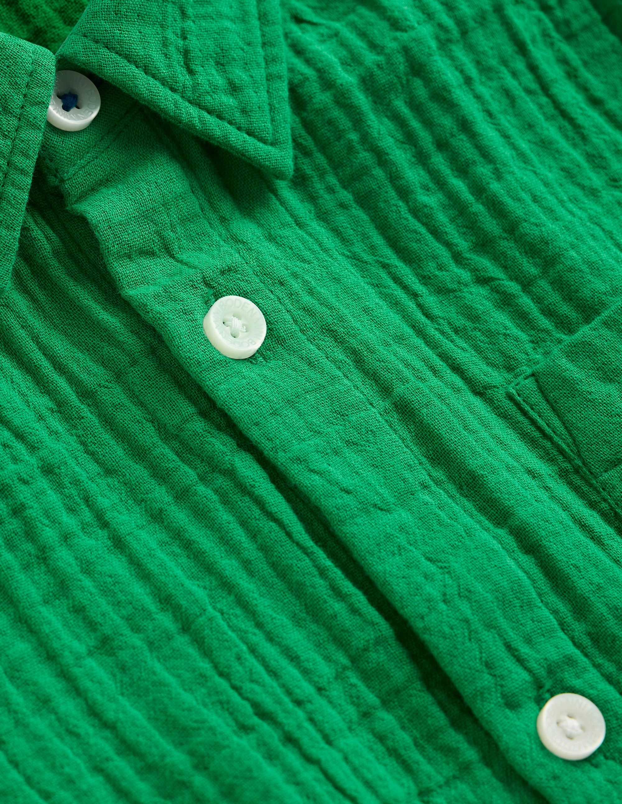 Double Cloth Shirt-Rich Emerald Stretch Knit