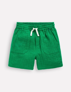 Everyday Ease Double Cloth Shorts-Rich Emerald