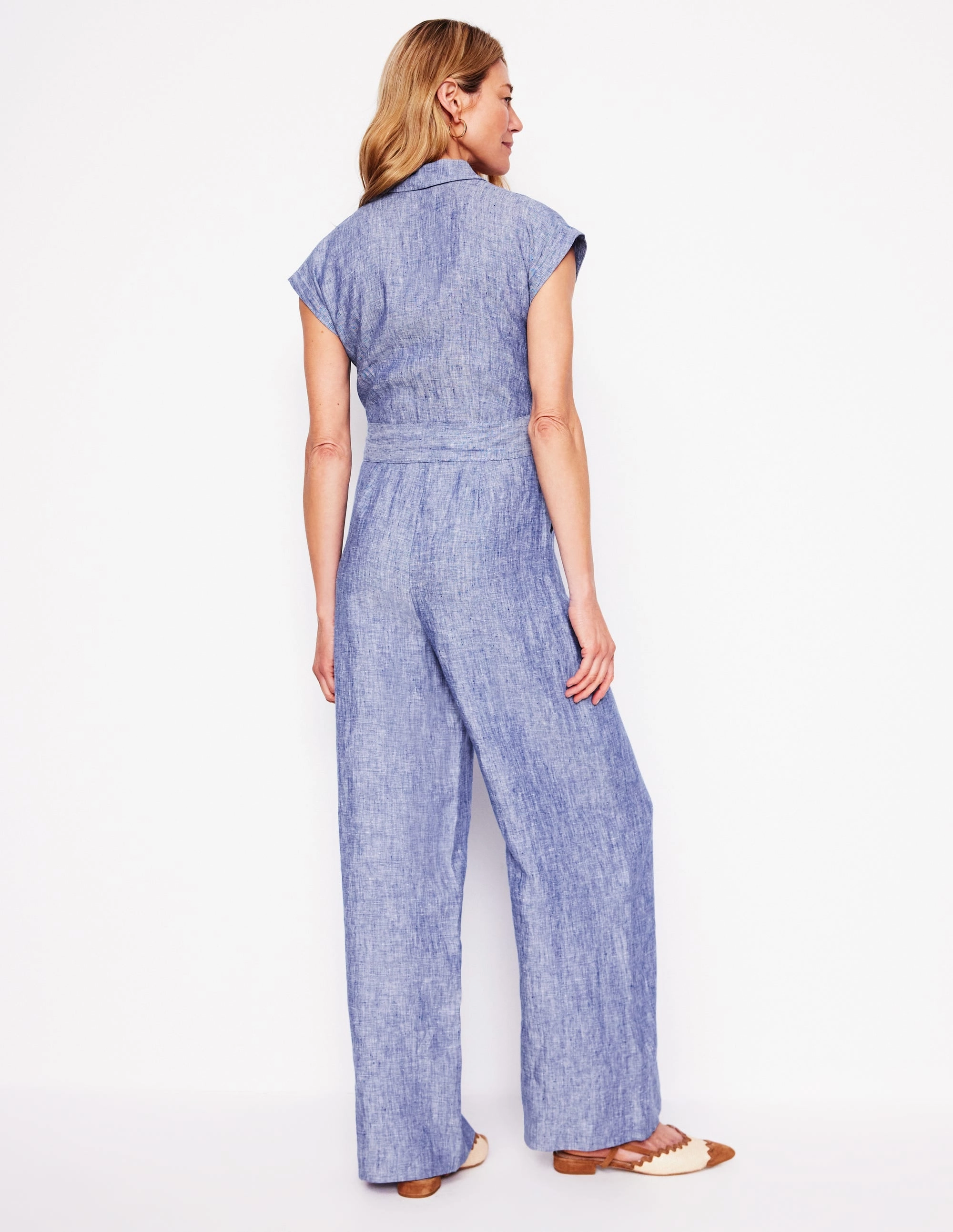 Colette Linen Jumpsuit-Authentic Blue Chambray Luxe Mood Fall Outfit