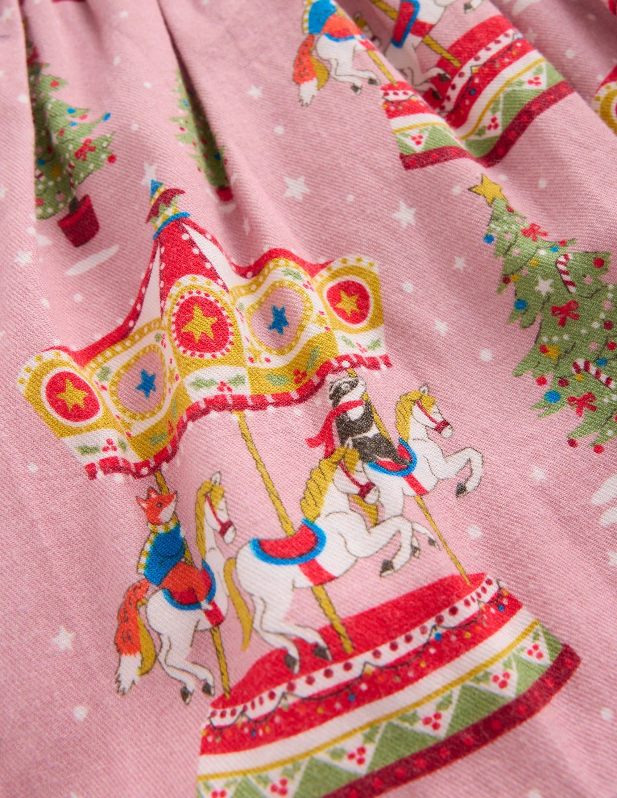 Button Details Easy Layers Printed Pull-On Twirly Skirt-Vintage Pink Carousel