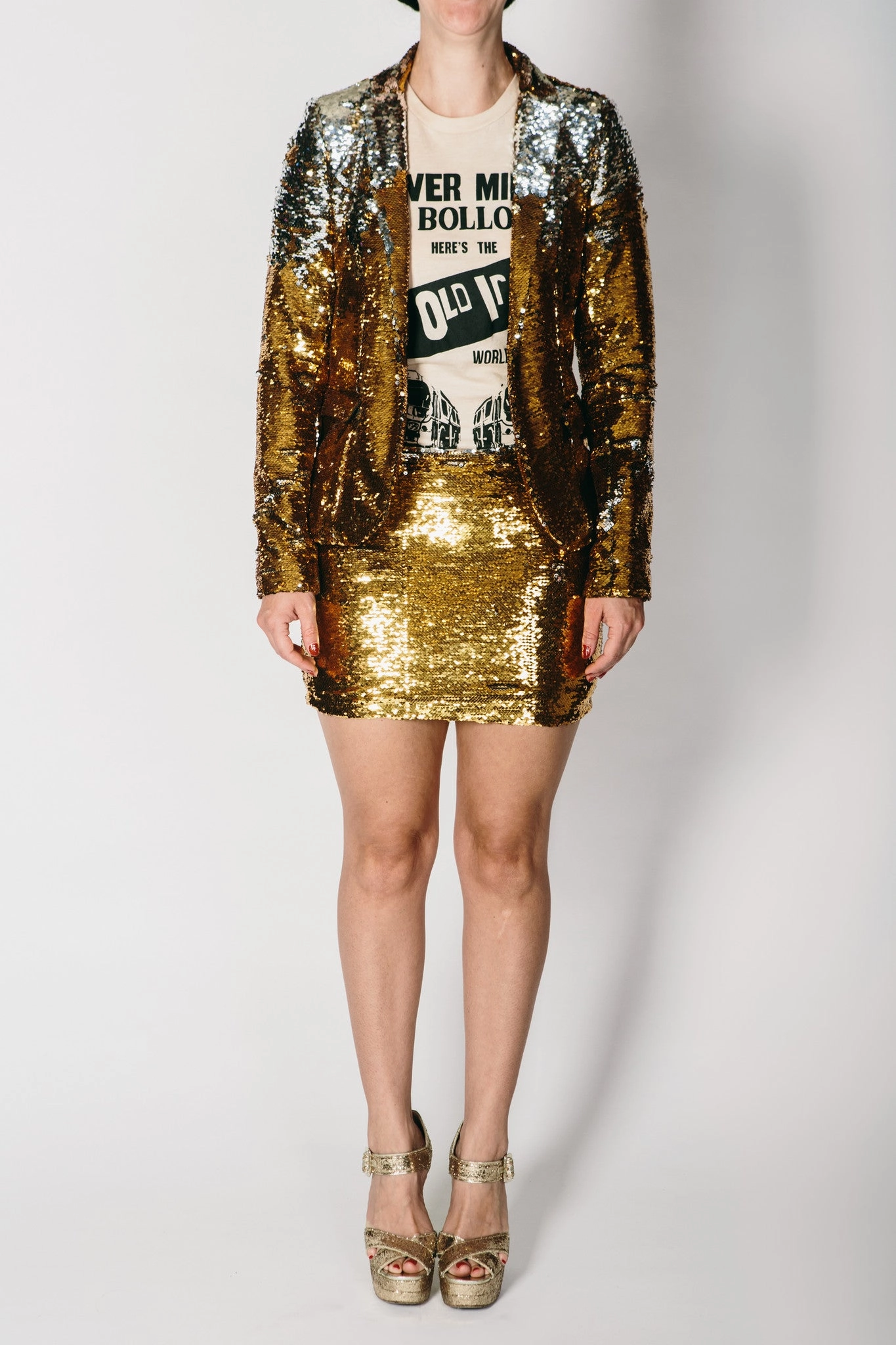 Functional Any Old Iron Gold/Silver Sequin Jacket