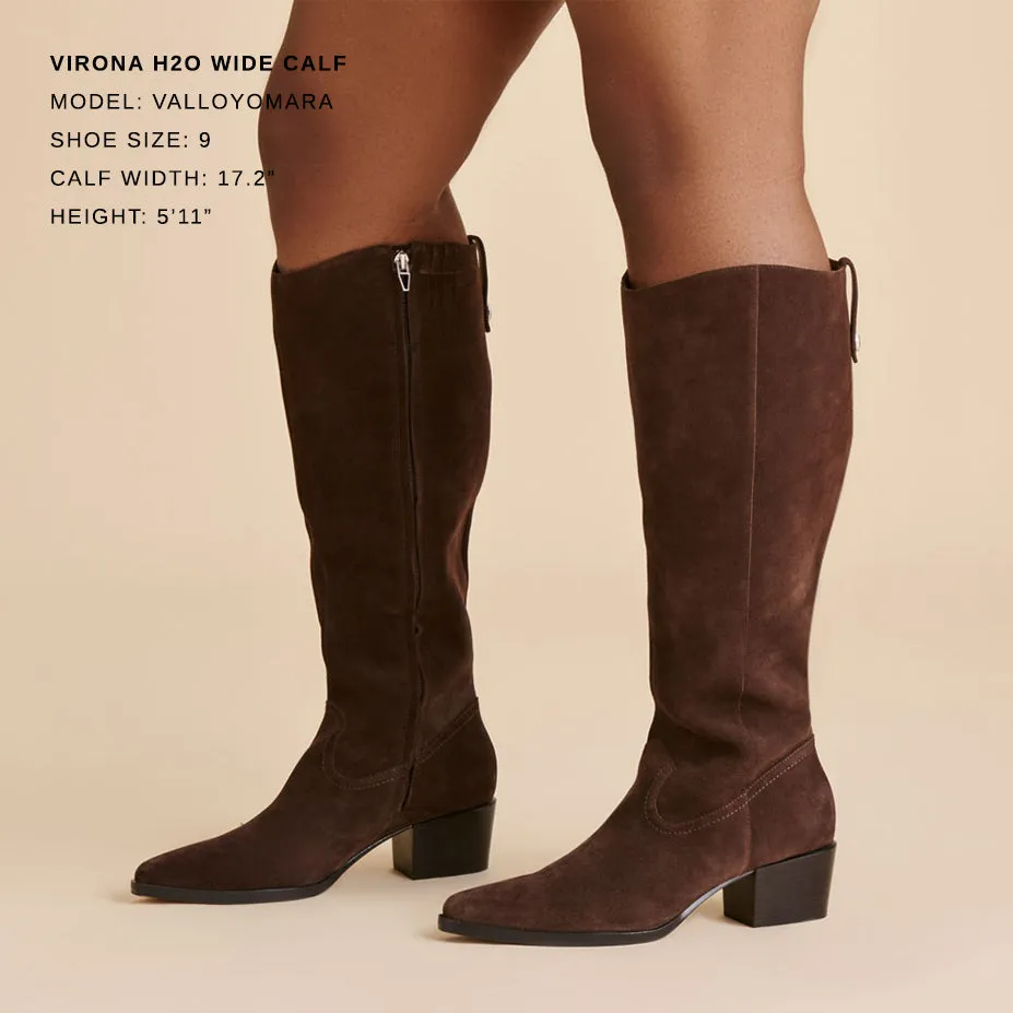Shock Absorbing Outdoor Trek VIRONA H2O WIDE CALF BOOTS DK BROWN SUEDE