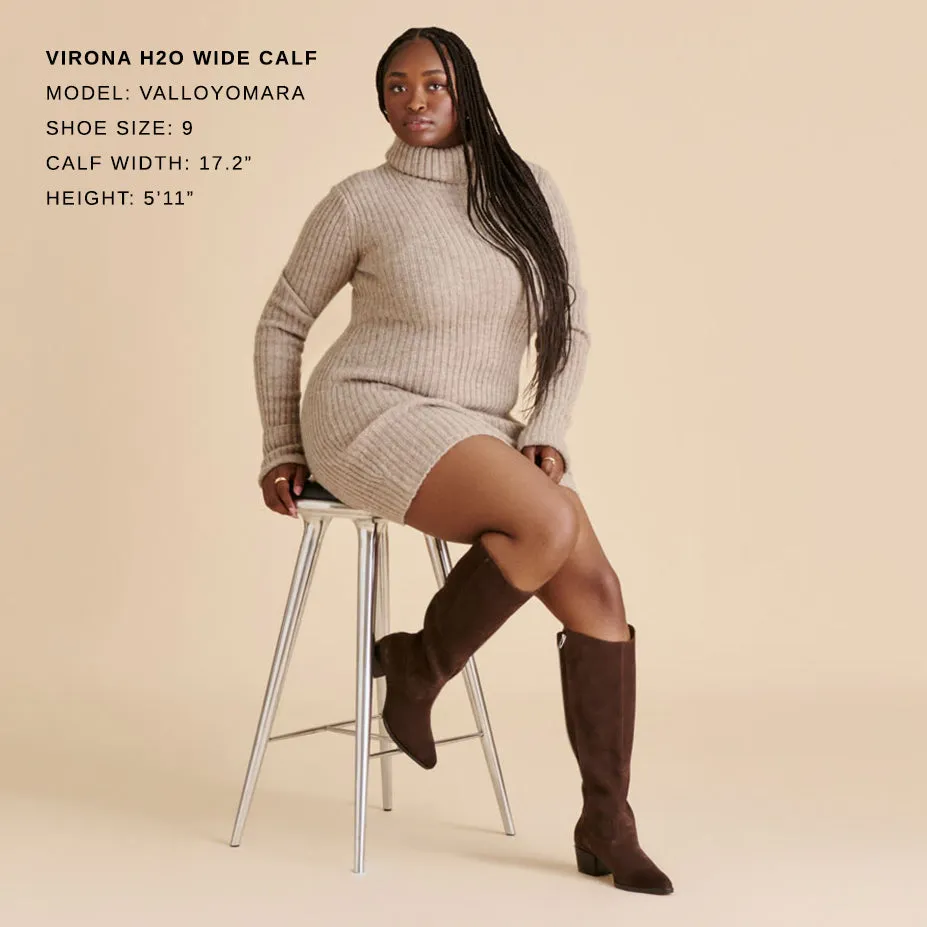 Extreme Grip Minimal Profile VIRONA H2O WIDE CALF BOOTS DK BROWN SUEDE