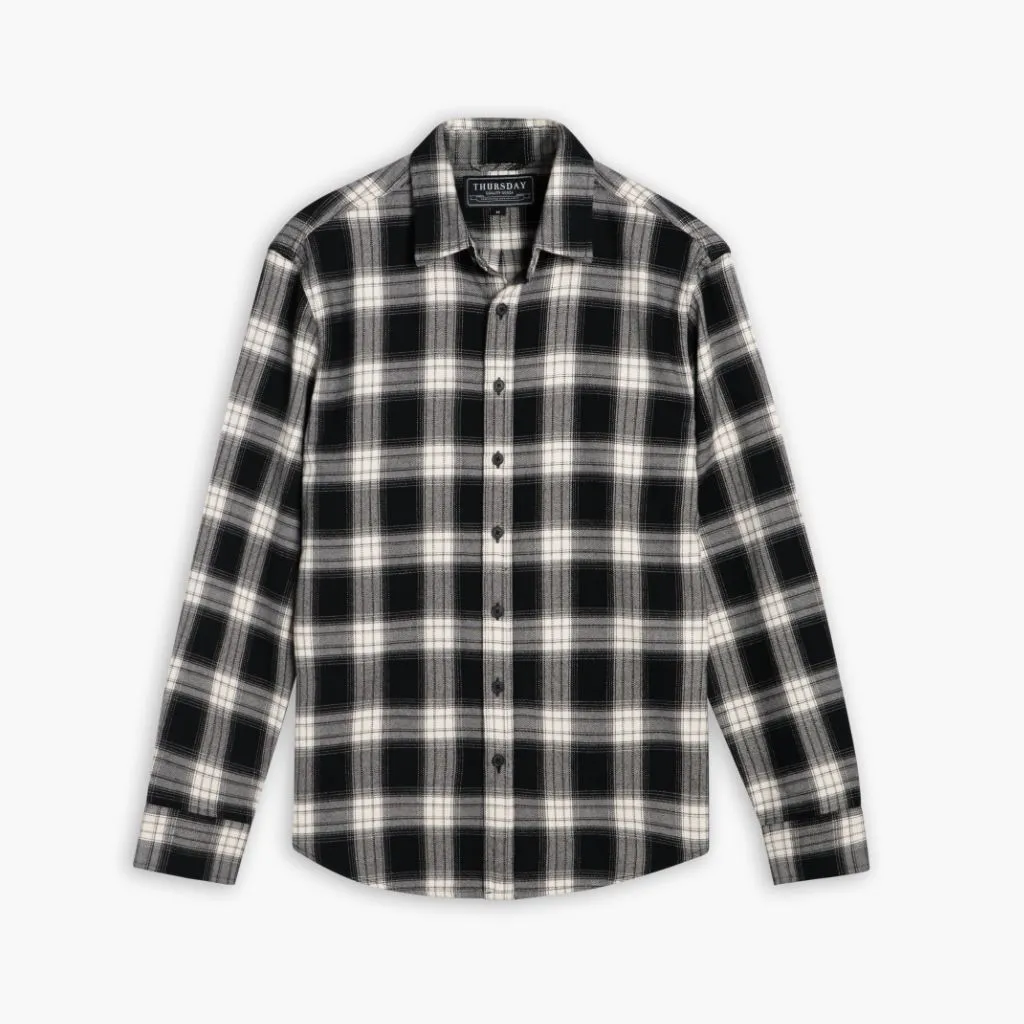 Classy Detail Forever Flannel Shirt | Black & Cream