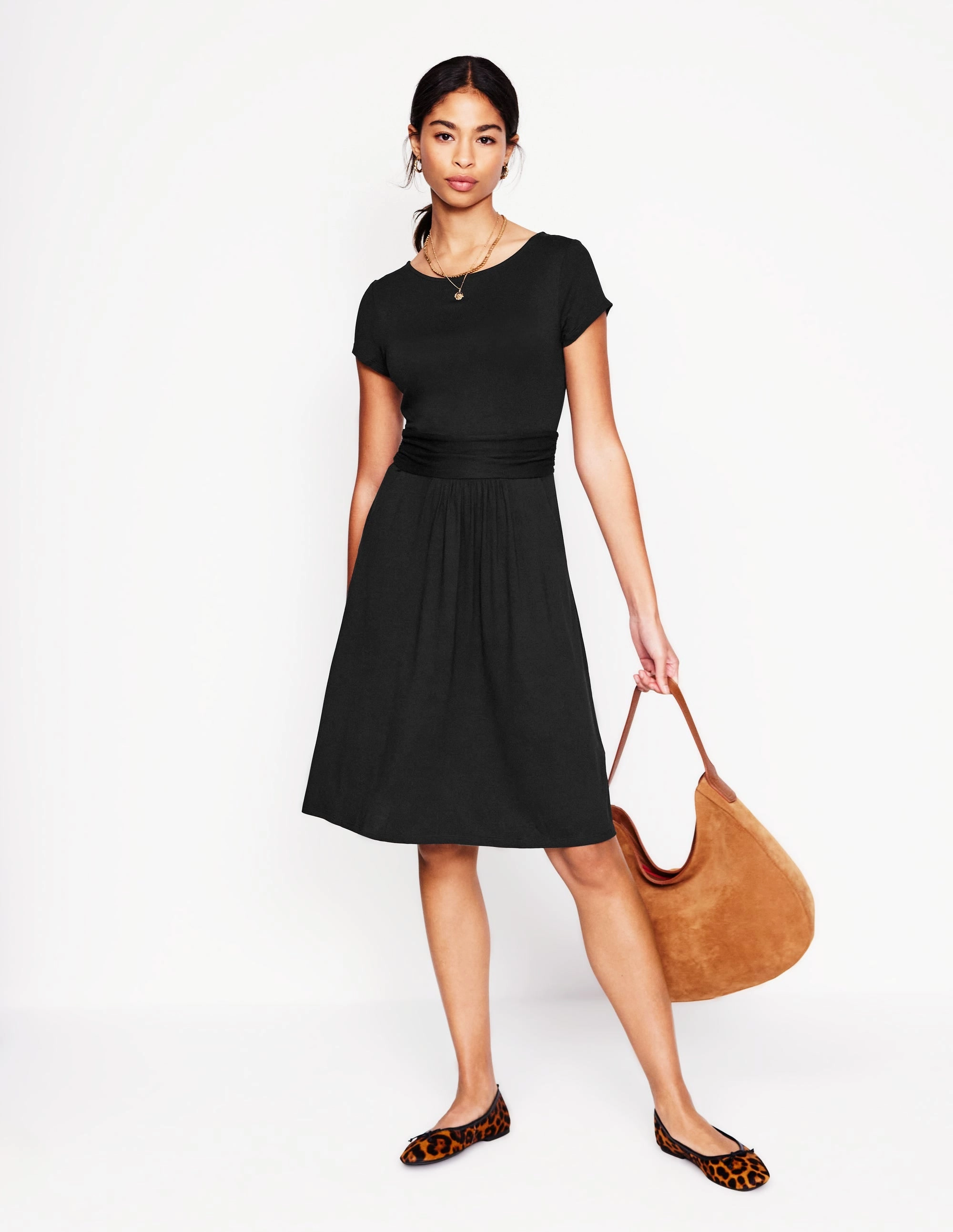 Amelie Jersey Dress-Black Stain-Resistant Casual Mode