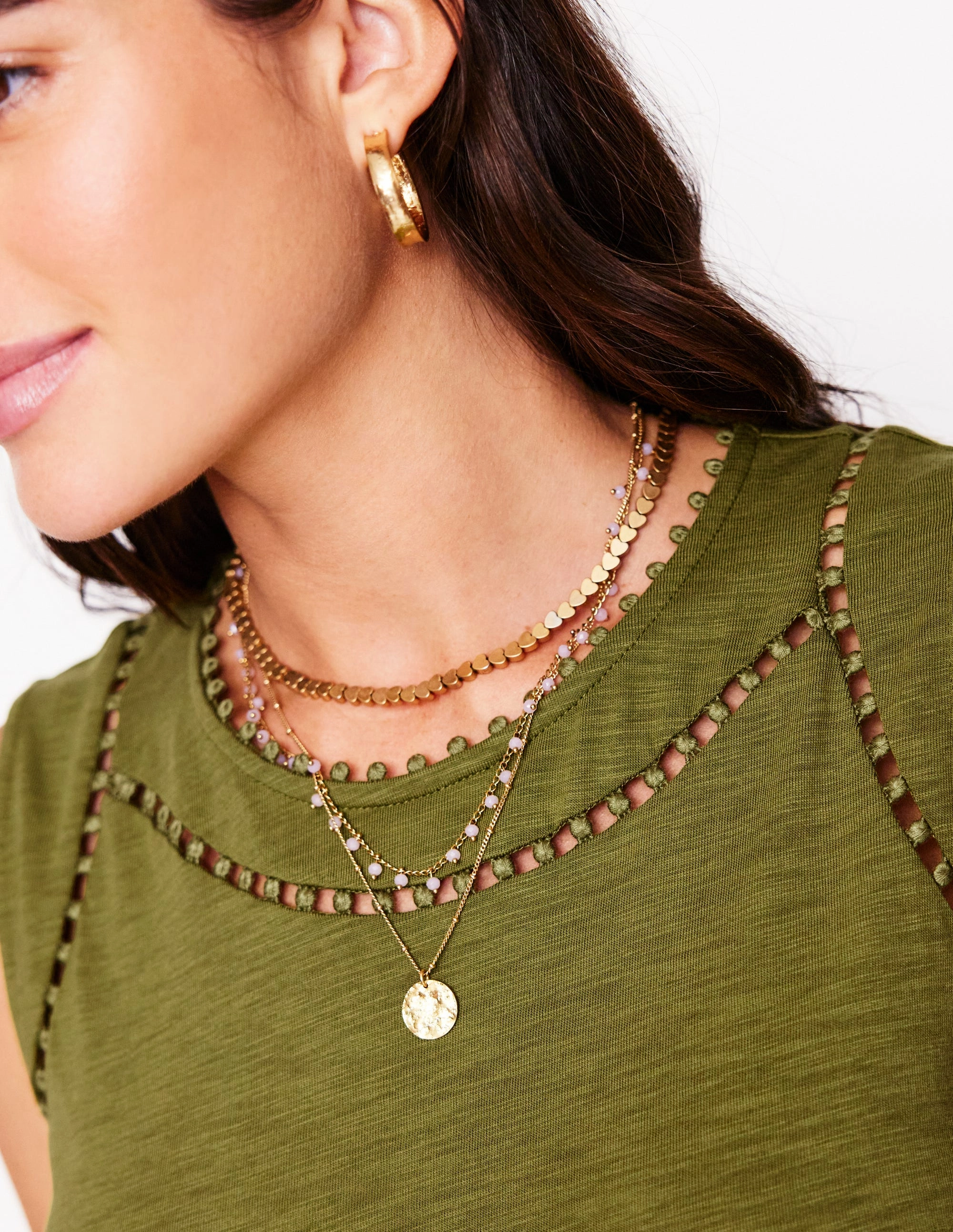 Mila Trim Short Jersey Dress-Deep Olive Lined interior