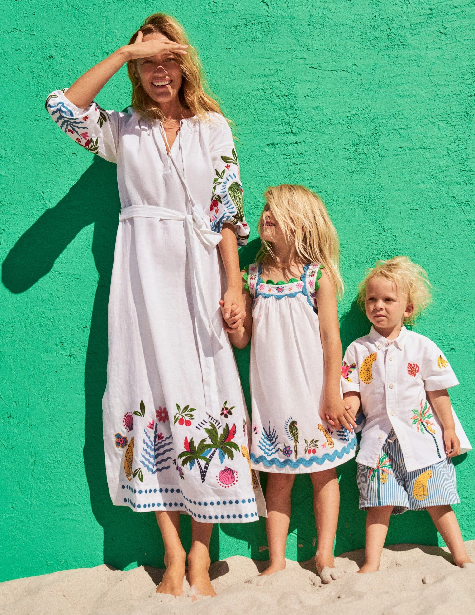 Maribel Strappy Swing Sundress-Soft Ivory Multi Jungle Draped Fabric Family Vibe