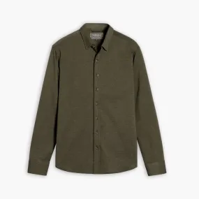 Hooded Neckline High-End Finish Everyday Button-Down Shirt | Olive