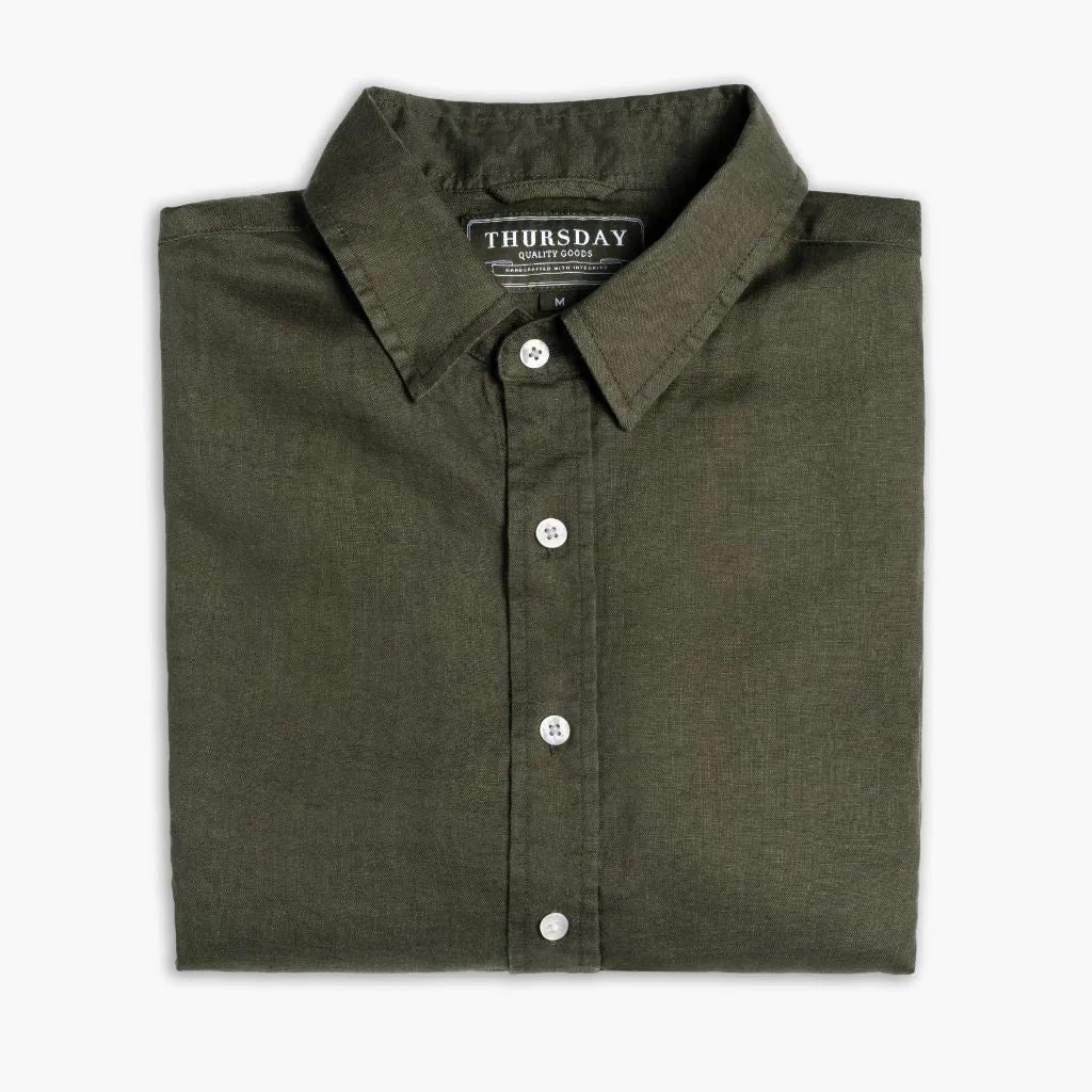 Linen Shirt | Olive Smart Design