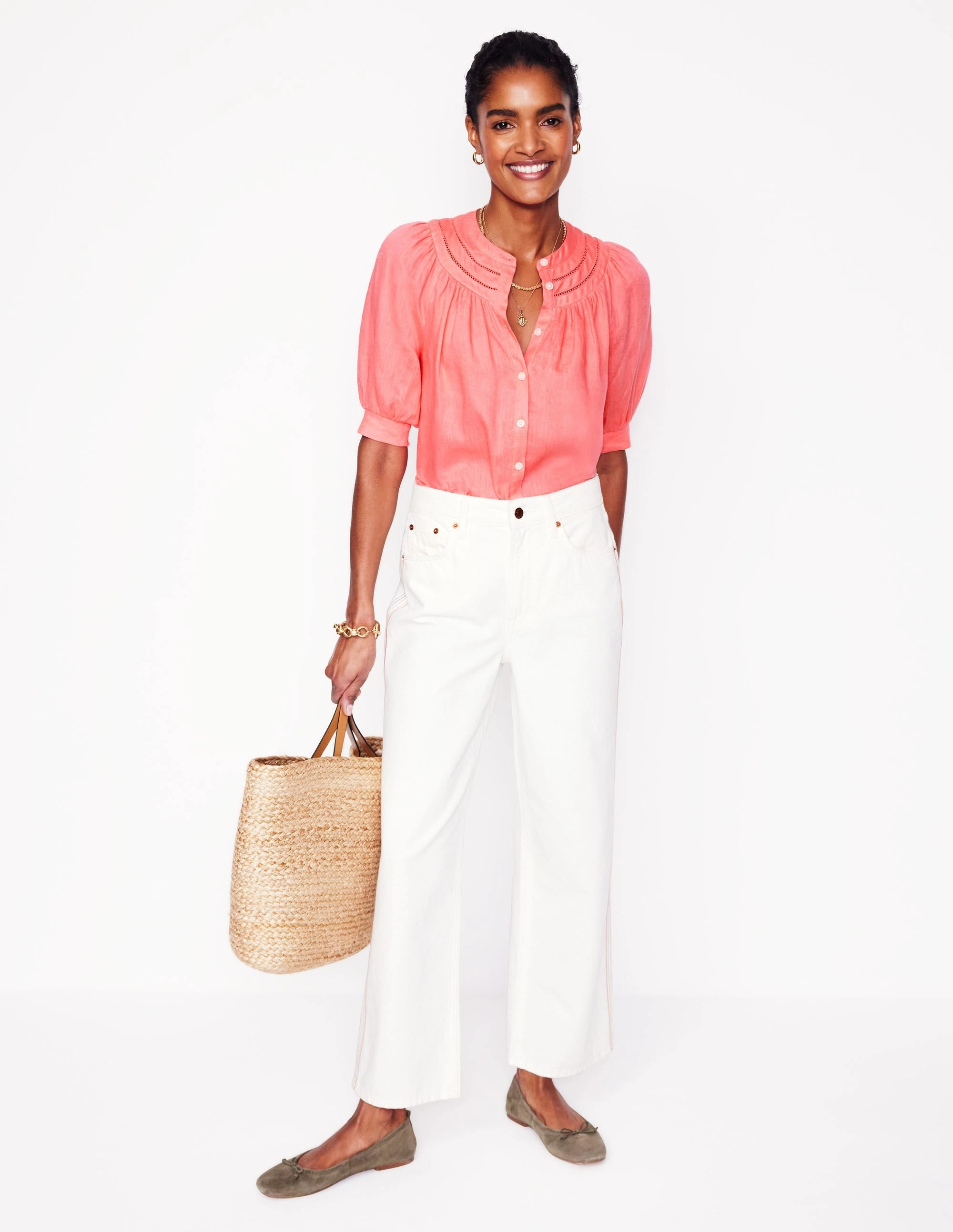 dry cleanable Bea Linen Top-Azealia Pink