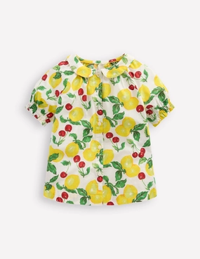 Woven Collared Top-Lemons and Cherries Stylish Fit
