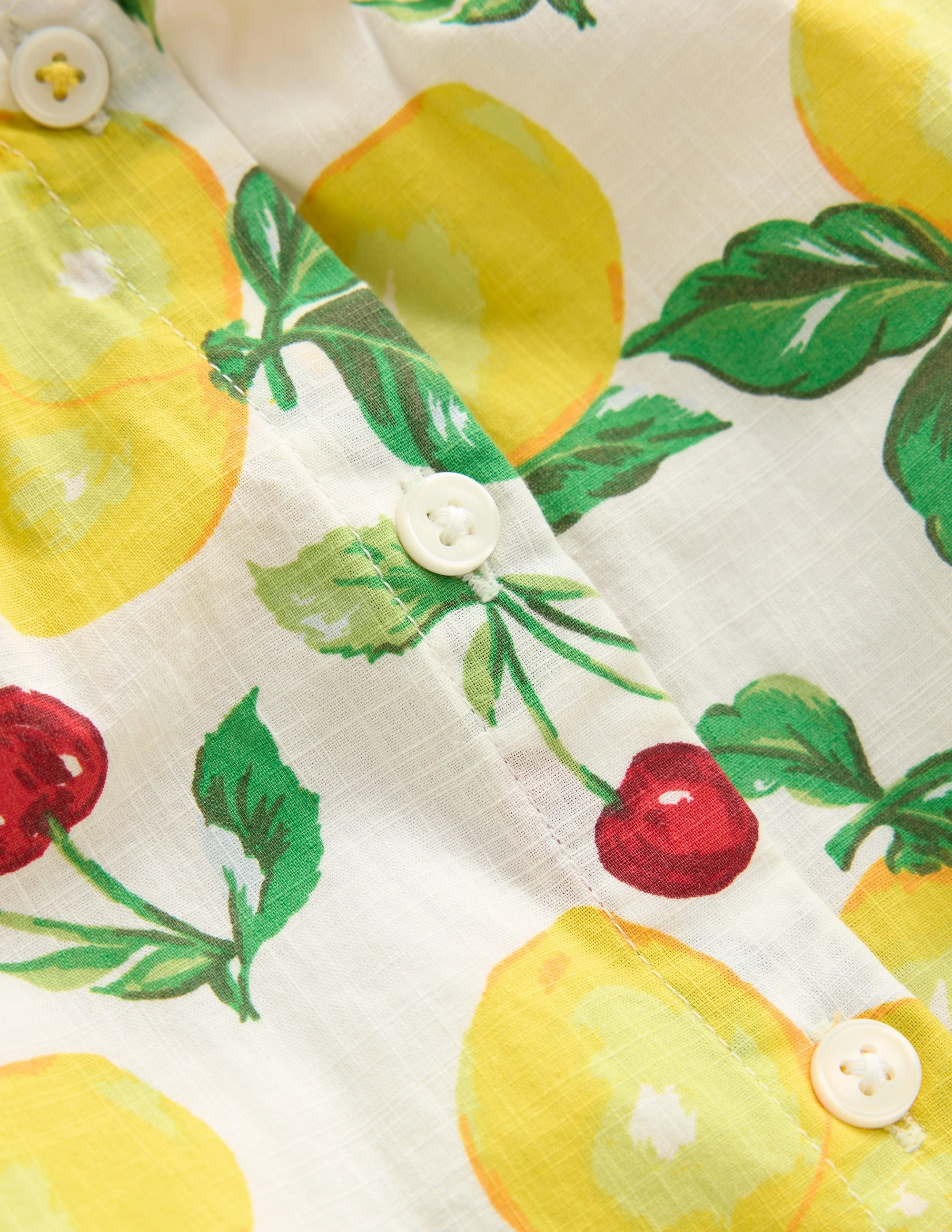 Boat neck style Woven Collared Top-Lemons and Cherries