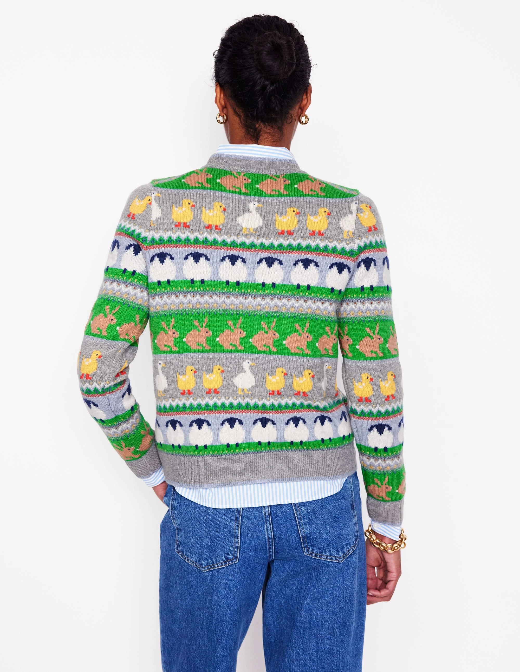 Edie Fair Isle Jumper-Grey Melange, Animal Modern Trend