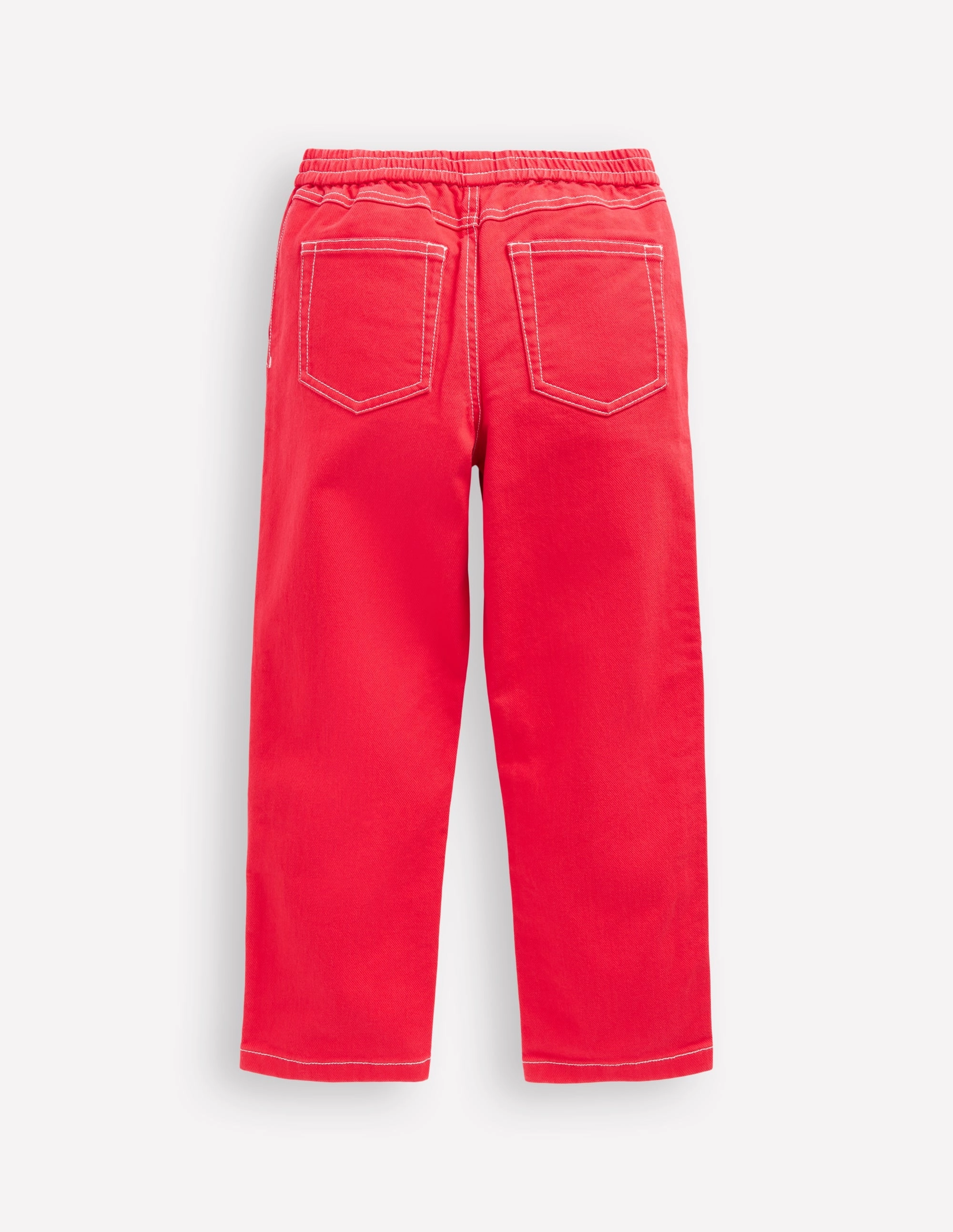 Cozy Material Pull-on Cotton Trouser-Strawberry Tart Red