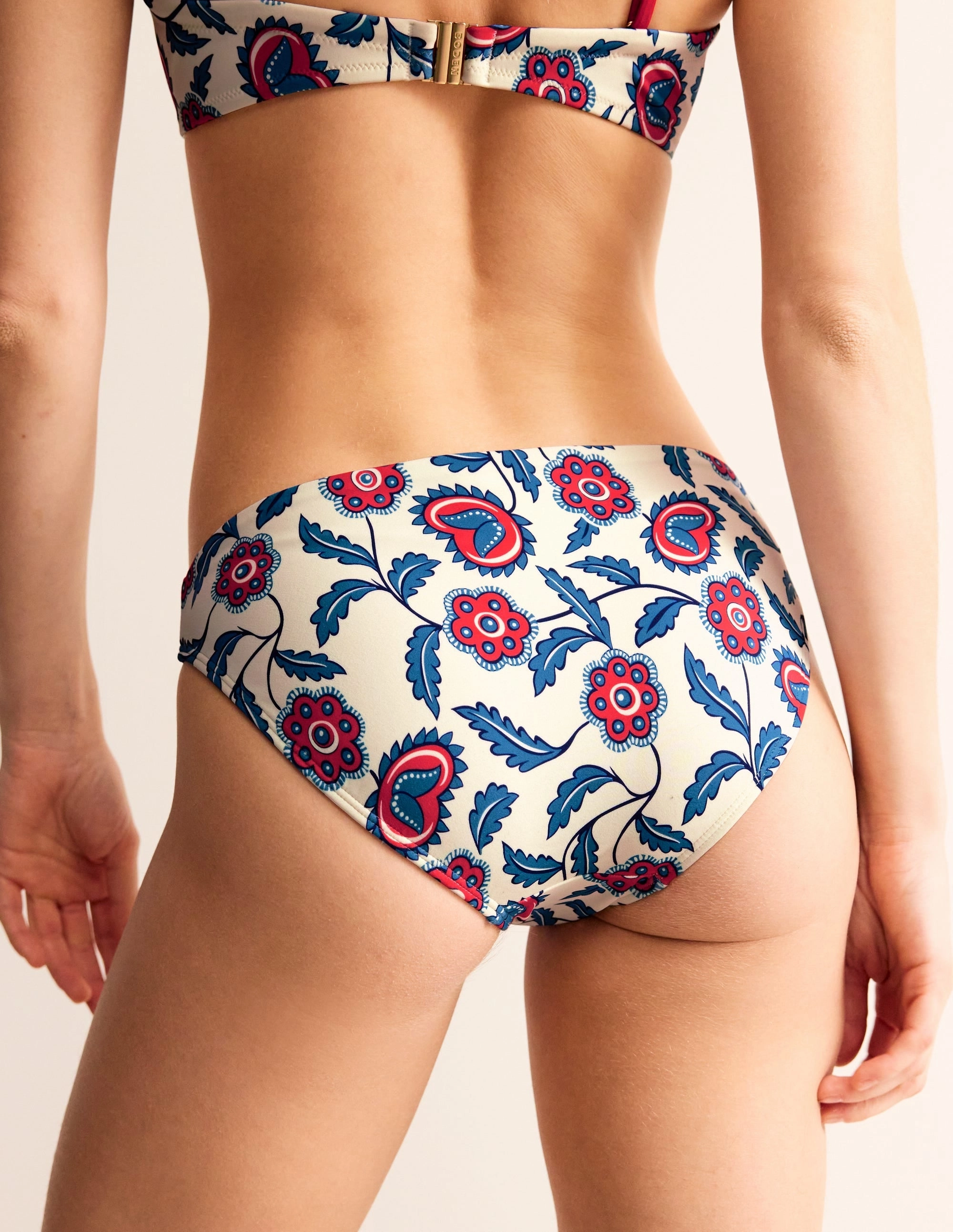 Classic Bikini Bottoms-Ivory, Floret Vine Jet Set Style