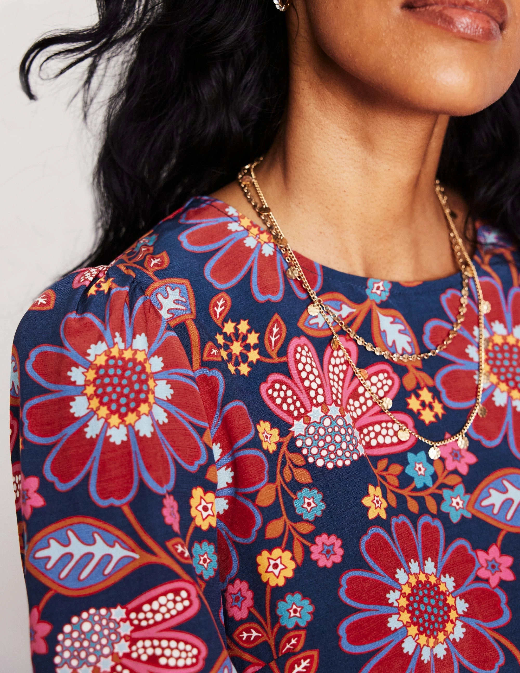 Easy Printed Top-French Navy, Cosmic Meadow Modern Comfort Style UVProtectionFinish