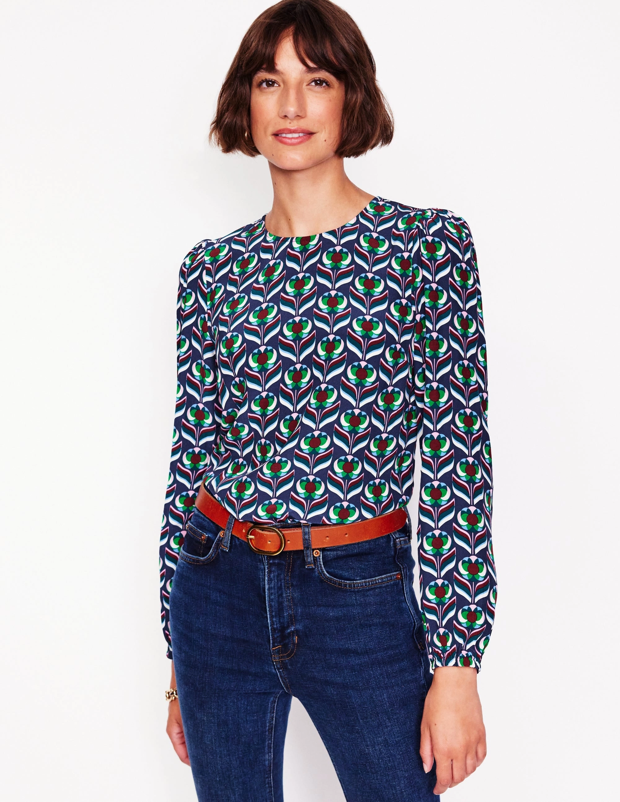 Easy Printed Top-Kingfisher Blue, Blossom Stamp Kids clothing