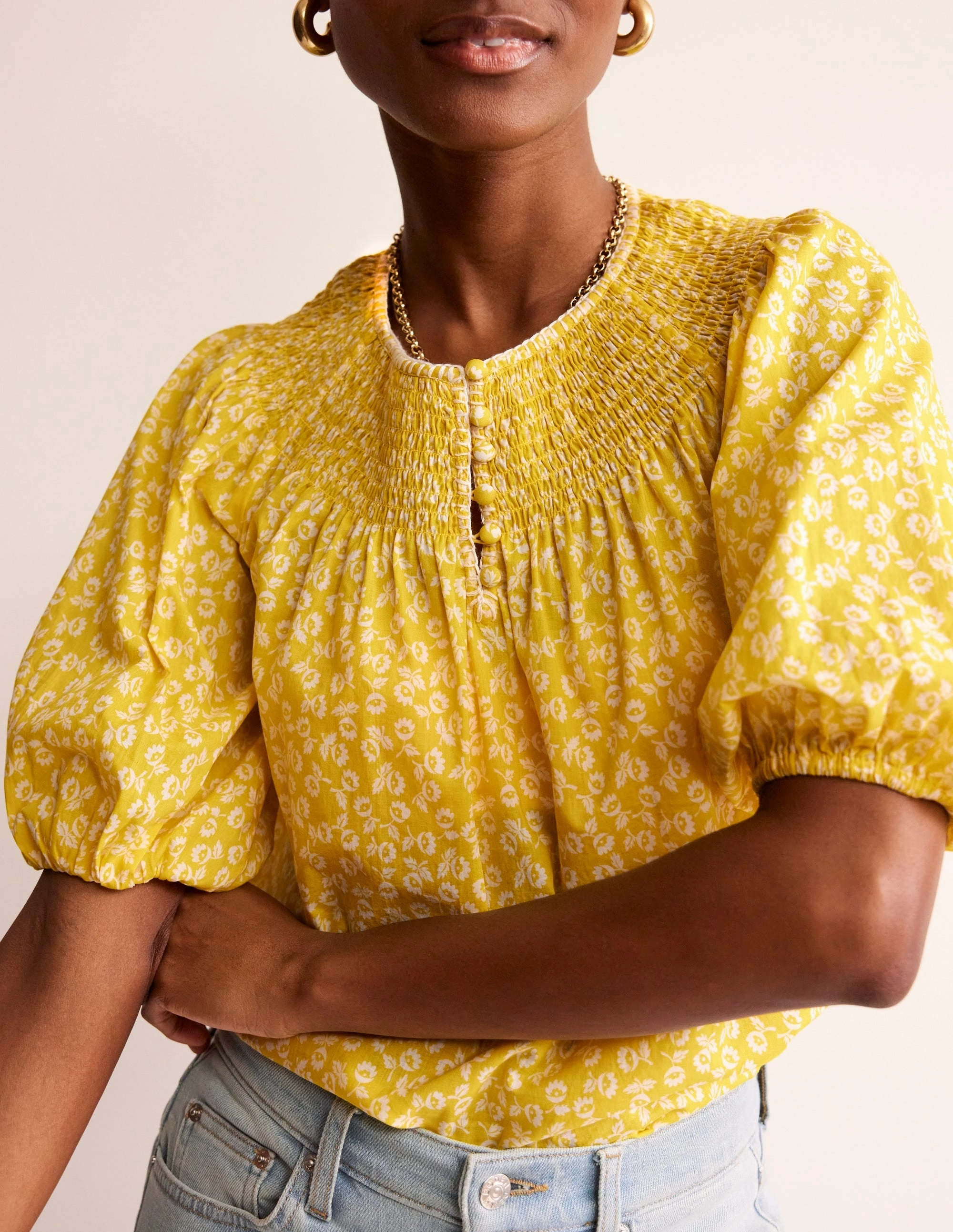 Premium Cotton Wicking Interlock Knit Easy Stitch Detail Top-Passion Fruit, Ditsy Bud