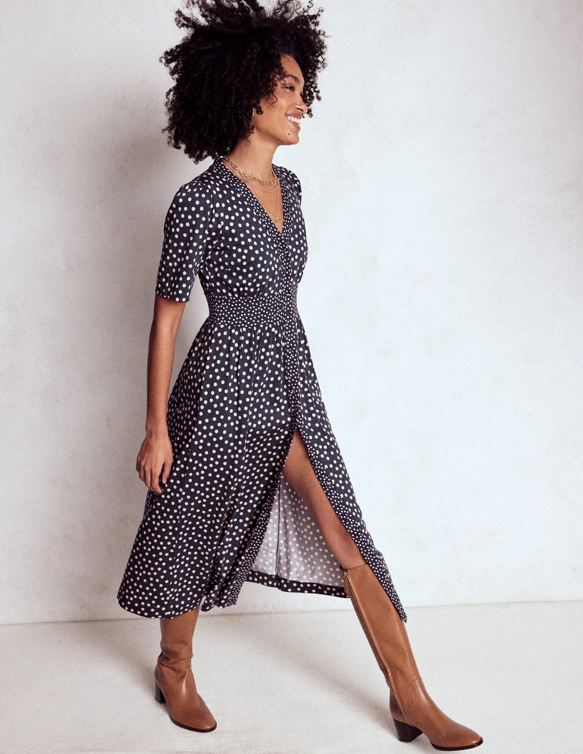 Comfy Shape Natalia Jersey Tea Dress-French Navy, Ballet Slipper