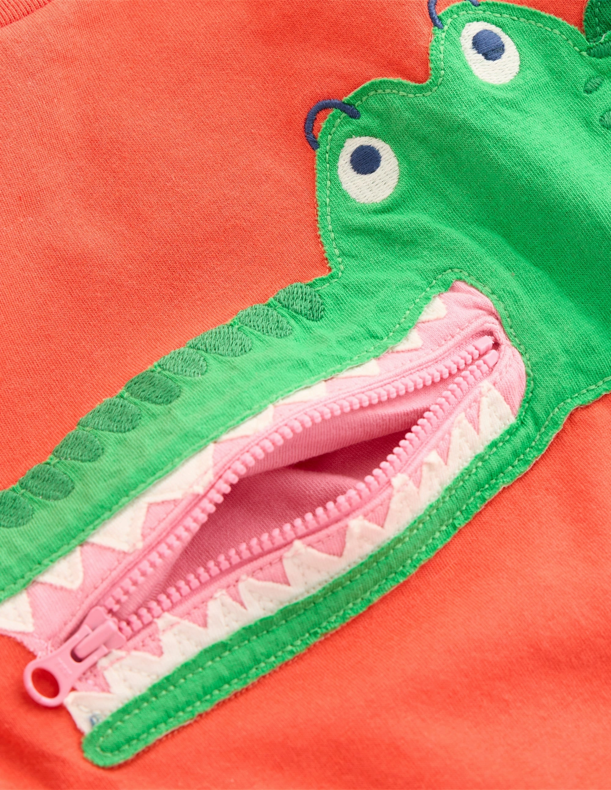 SlimFit Fashionable Layer Zip Applique T-shirt-Kiln Orange Crocodile