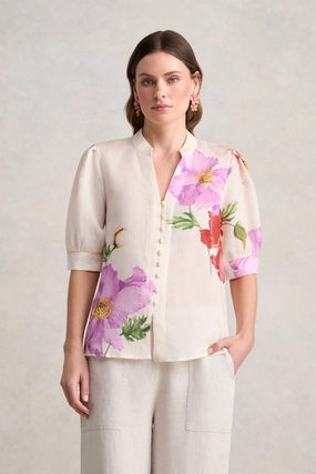 Ramie Blouse ?C Poppy Print PaddedInsulation EthicallySourced