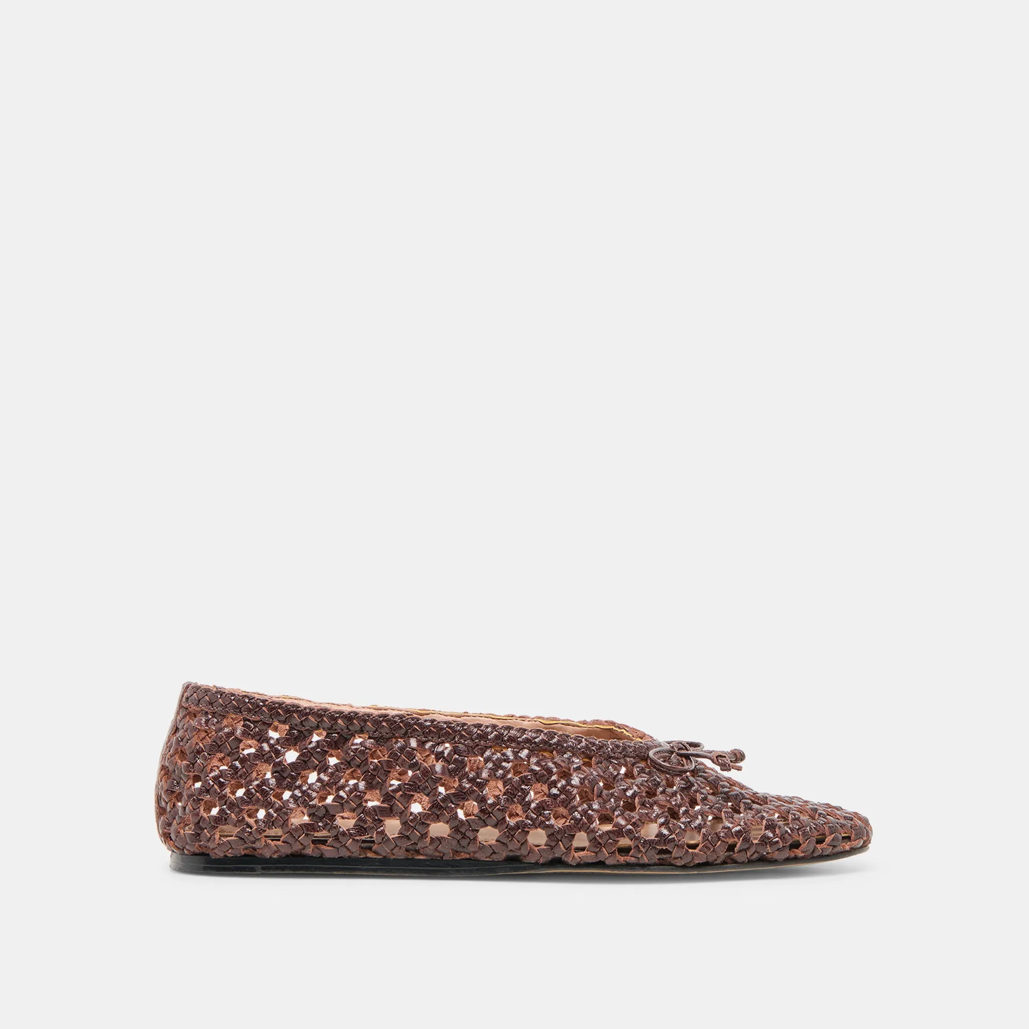 EDDA BALLET FLATS BROWN WOVEN LEATHER Club Glow Rain Drop