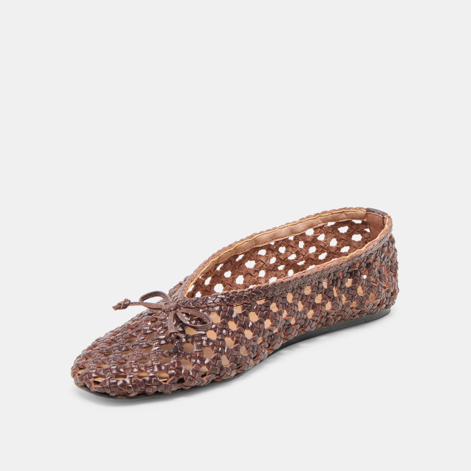 EDDA BALLET FLATS BROWN WOVEN LEATHER Stylish Cushion Show Night