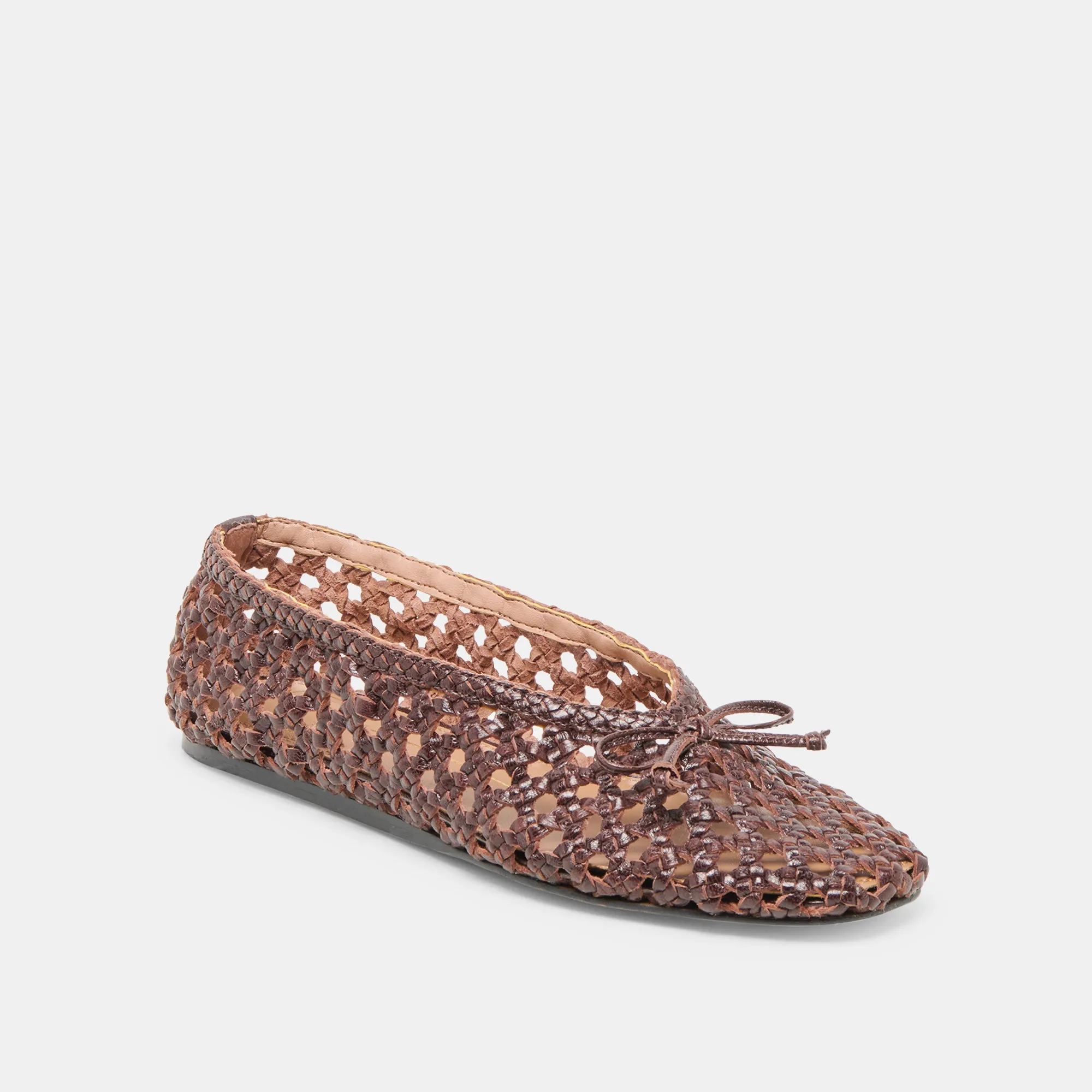 Sea Breeze Seamless Comfort EDDA BALLET FLATS BROWN WOVEN LEATHER