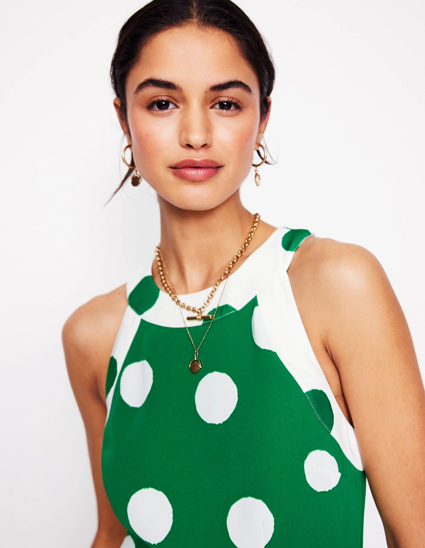 Colourblock Halter Jumpsuit-Rich Emerald, Abstract Dot WaterRepellentCoating