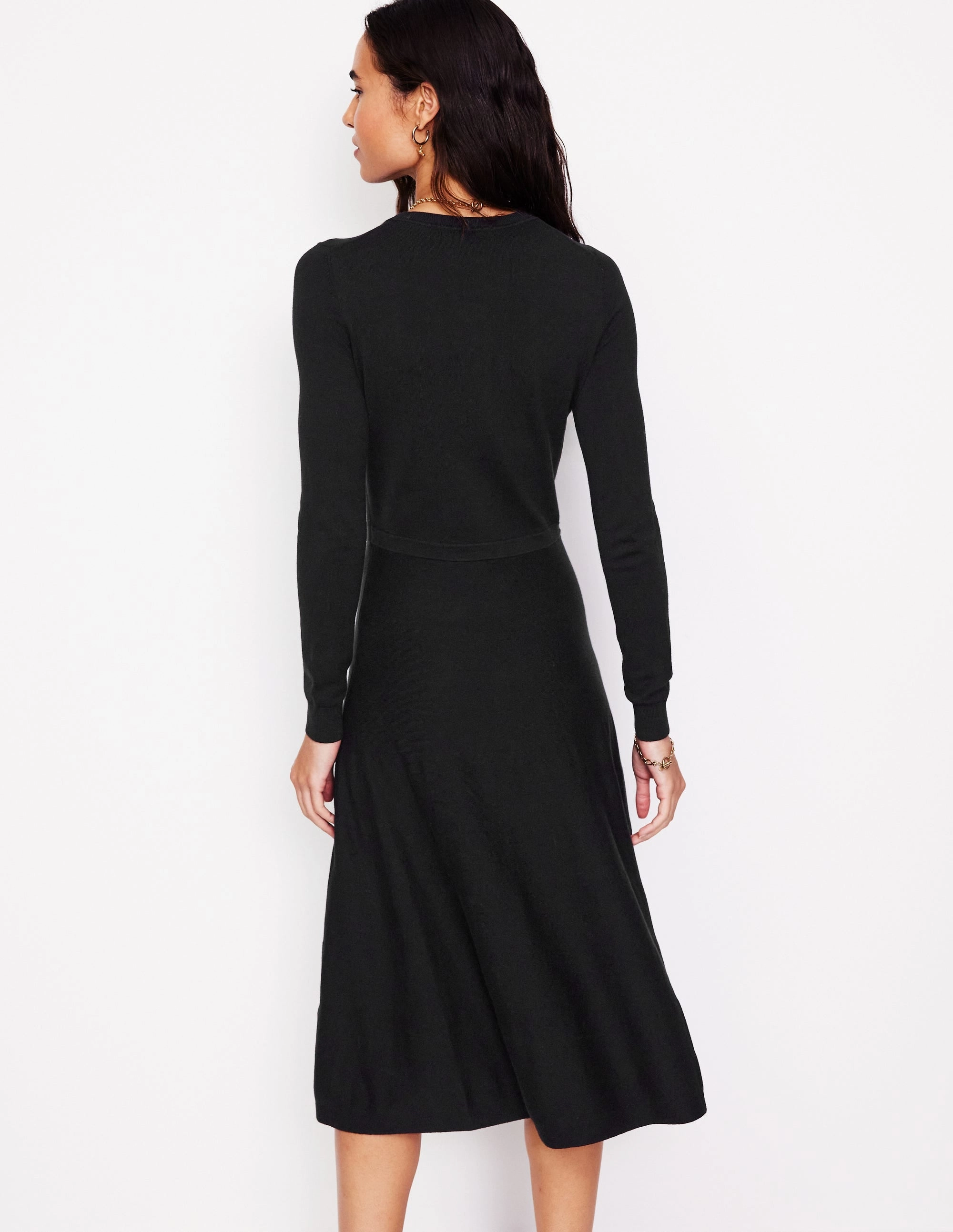 Maria Knitted Midi Dress-Black Playful touch Wrap Charm