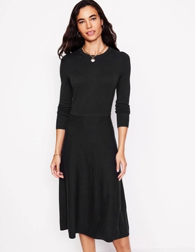 Sharp Detail Functional Fit Maria Knitted Midi Dress-Black