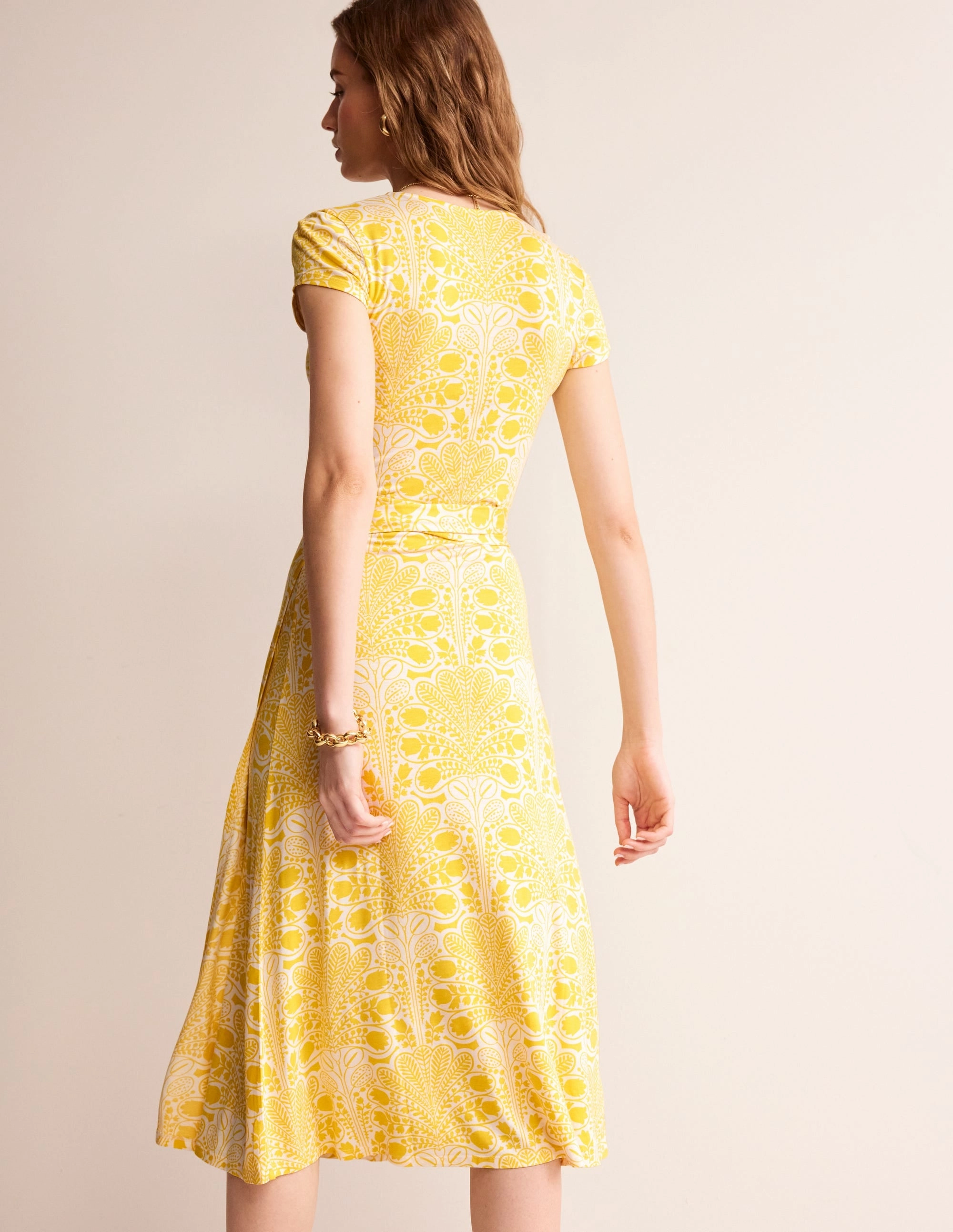 Joanna Cap Sleeve Wrap Dress-Passion Fruit, Gardenia Swirl Understated Glam