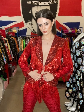 Any Old Iron Super Red Fringe Suit Timeless business wear