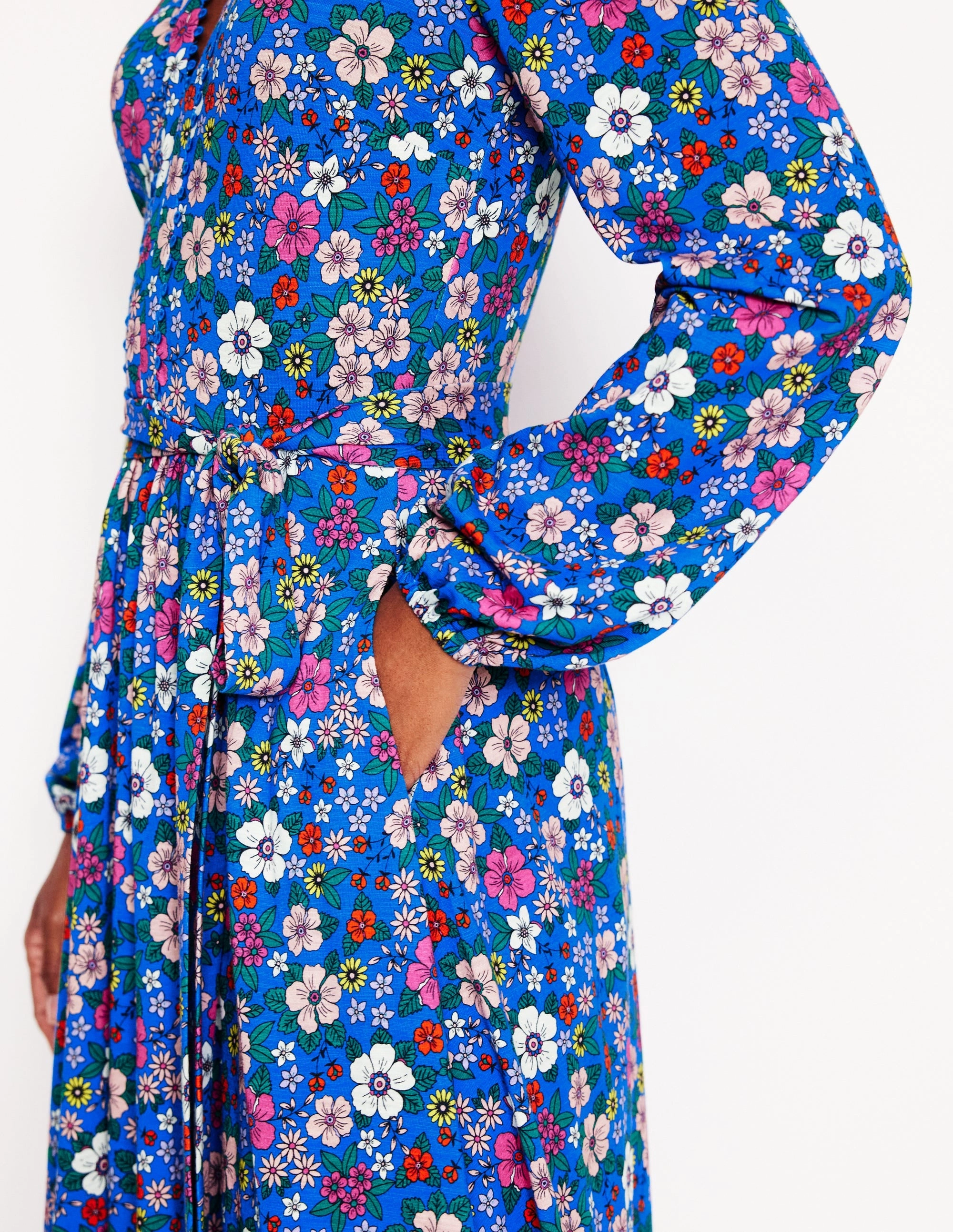 tailored look Rhinestone-Detail Maeve Trim Jersey Midi Dress-Gallery Blue, Blossom Scatter