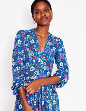 Maeve Trim Jersey Midi Dress-Gallery Blue, Blossom Scatter Effortless weekend dress Casual Pick