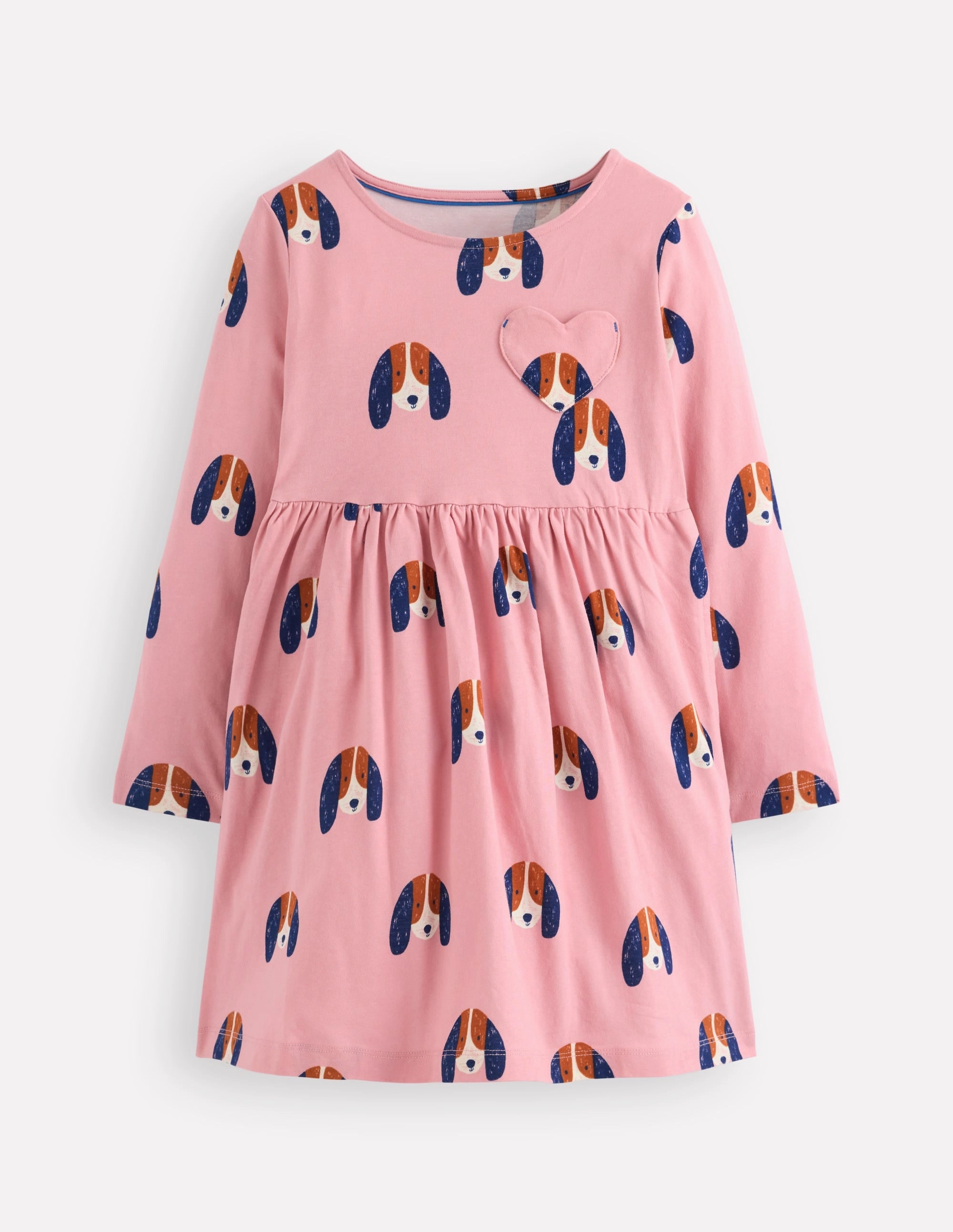 Heart Pocket Fun Jersey Dress-Vintage Pink Spaced Pups Mix-And-Match City Flow
