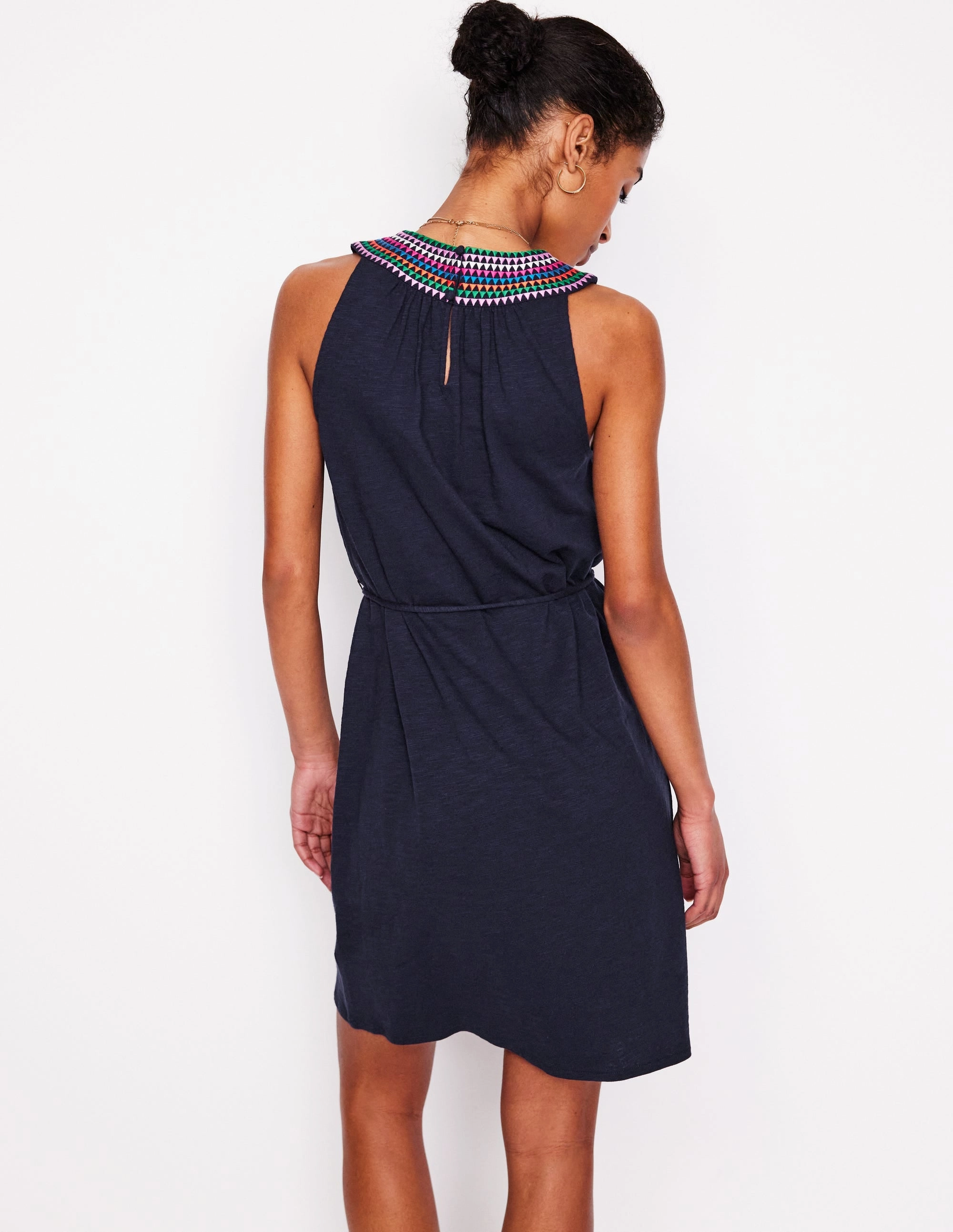 Night Party Eleni Embroidered Short Dress-Navy